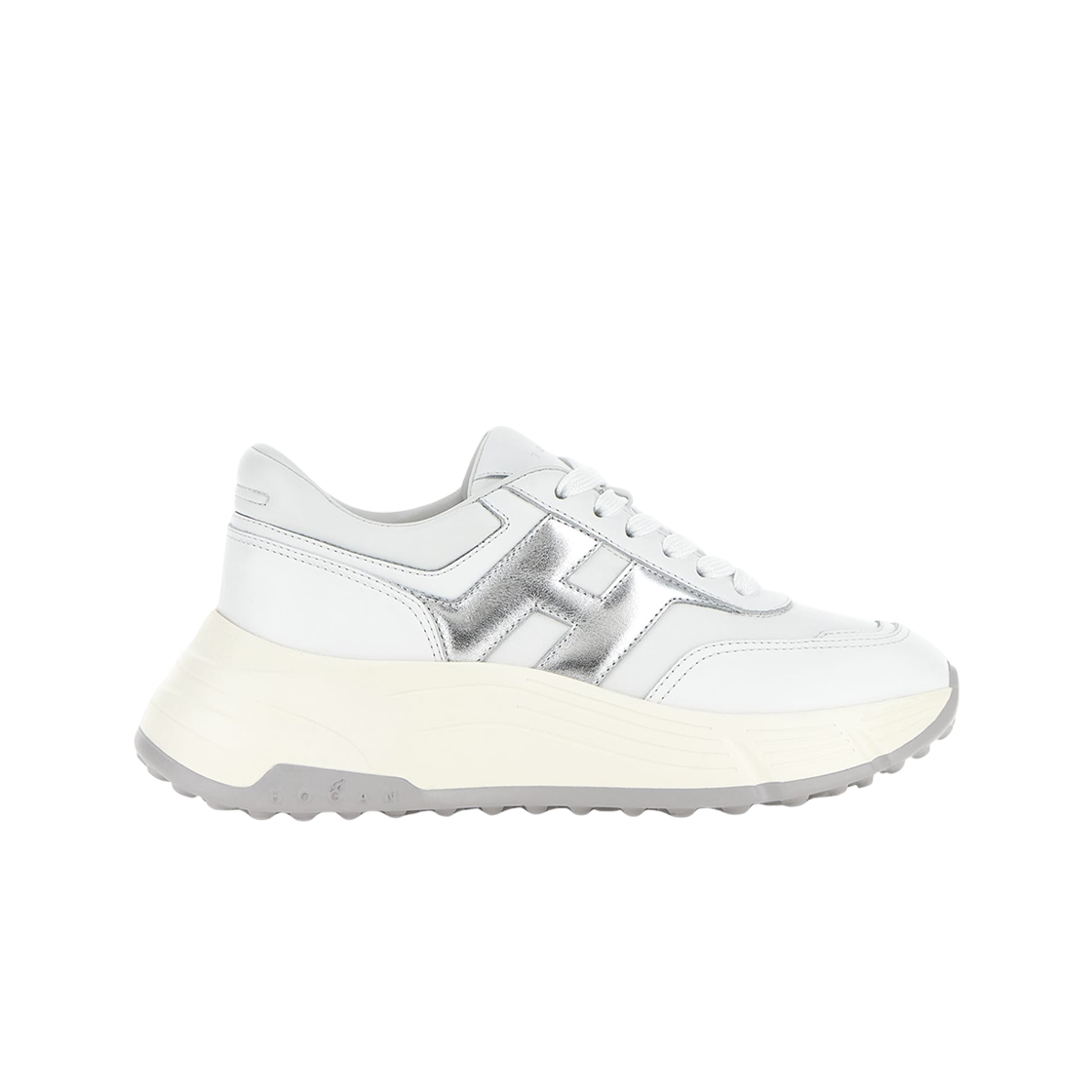(W) 호간 하이파이 스니커즈 화이트 실버((W) Hogan Hi-Fi Sneakers White Silver)