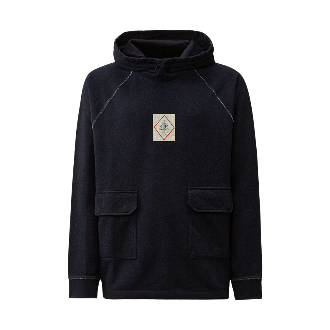 C.P. 컴퍼니 인디고 플리스 바니제 로고 후드 스웨트셔츠 데님 블루 - 25SS(C.P. Company Indigo Fleece Vanise Logo Hooded Sweatshirt Denim Blue - 25SS) - 1