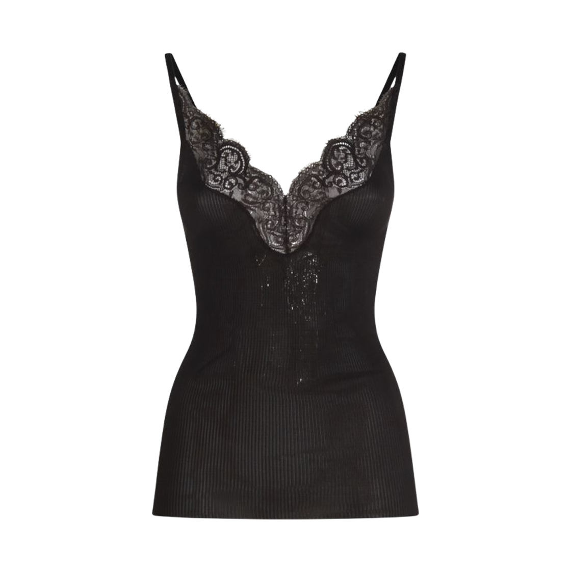 (W) 생로랑 레이스드 탱크탑 립드 실크 저지 브라운((W) Saint Laurent Laced Tank Top in Ribbed Silk Jersey Brown) - 1