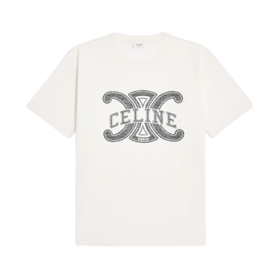 셀린느 루즈 티셔츠 코튼 저지 오프 화이트 블랙(Celine Loose T-Shirt in Cotton Jersey Off White Black)