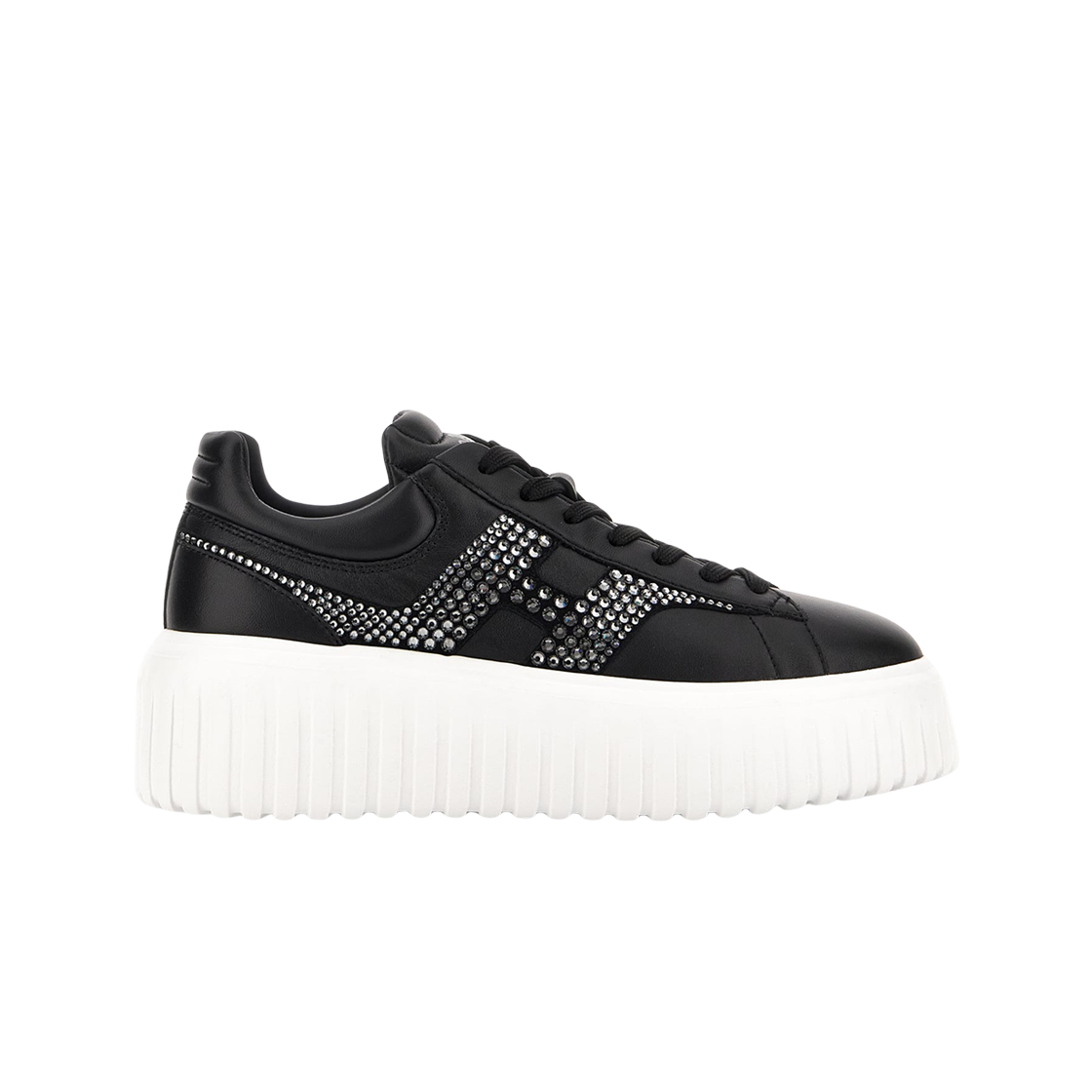 (W) 호간 H-스트라이프 스니커즈 블랙 실버((W) Hogan H-Stripes Sneakers Black Silver)