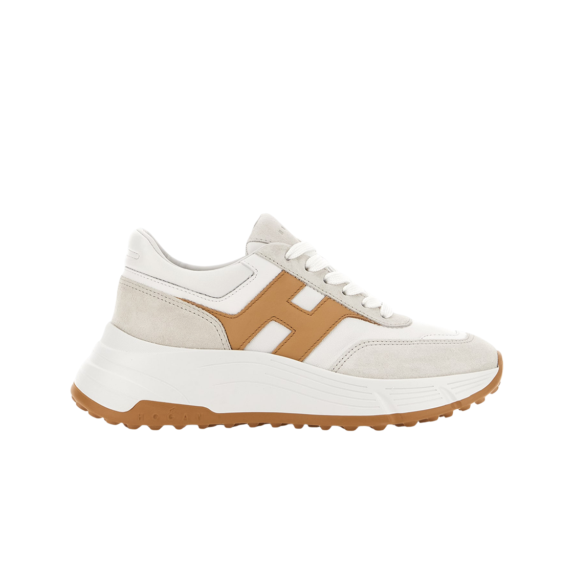 (W) 호간 하이파이 스니커즈 그레이 브라운((W) Hogan Hi-Fi Sneakers Grey Brown)