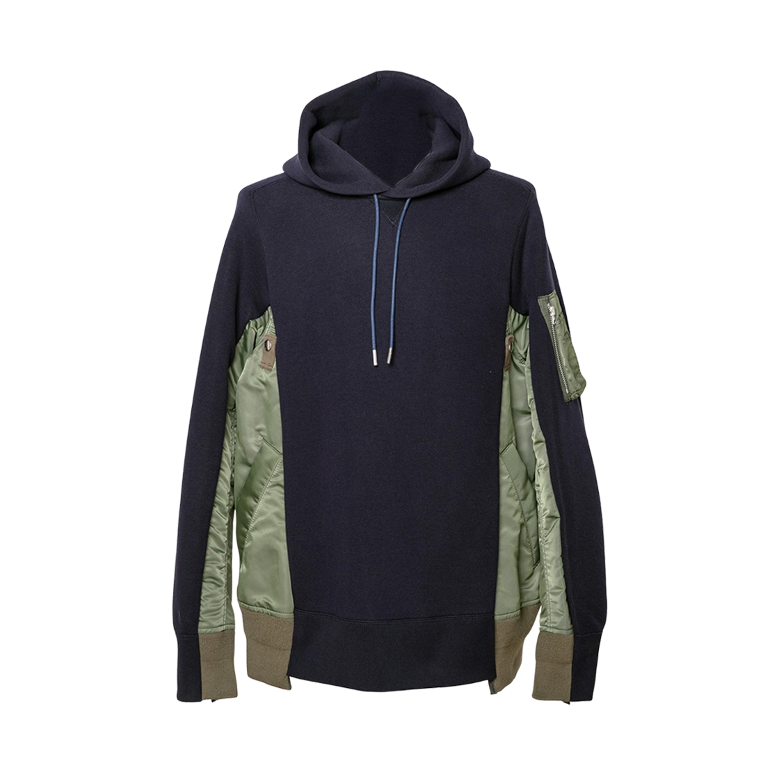 사카이 스폰지 스웨트 나일론 트윌 후드 네이비 카키(Sacai Sponge Sweat Nylon Twill Hoodie Navy Khaki)