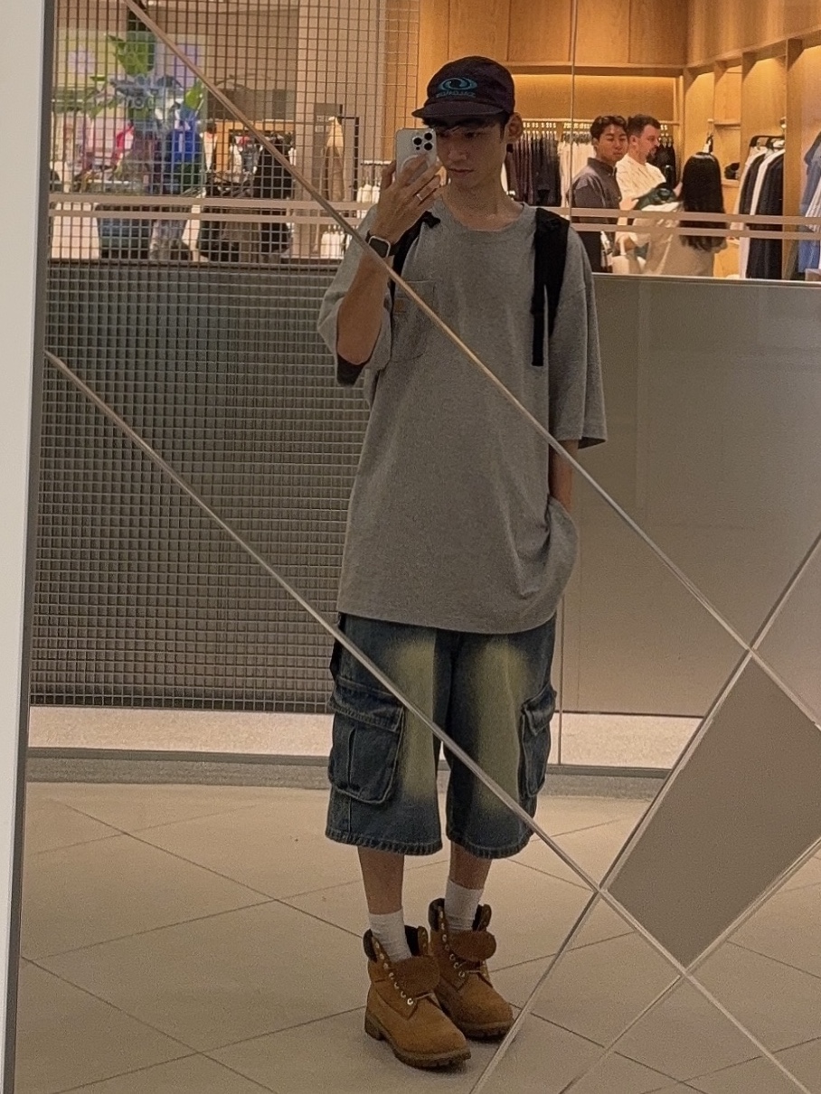 Timberland Premium 6 inch Waterproof Boot Wheat Nubuck - Medium, Carhartt Loose Fit Heavyweight Regular Short Sleeve Pocket T-Shirt Heather Grey 착용 스타일 - 3