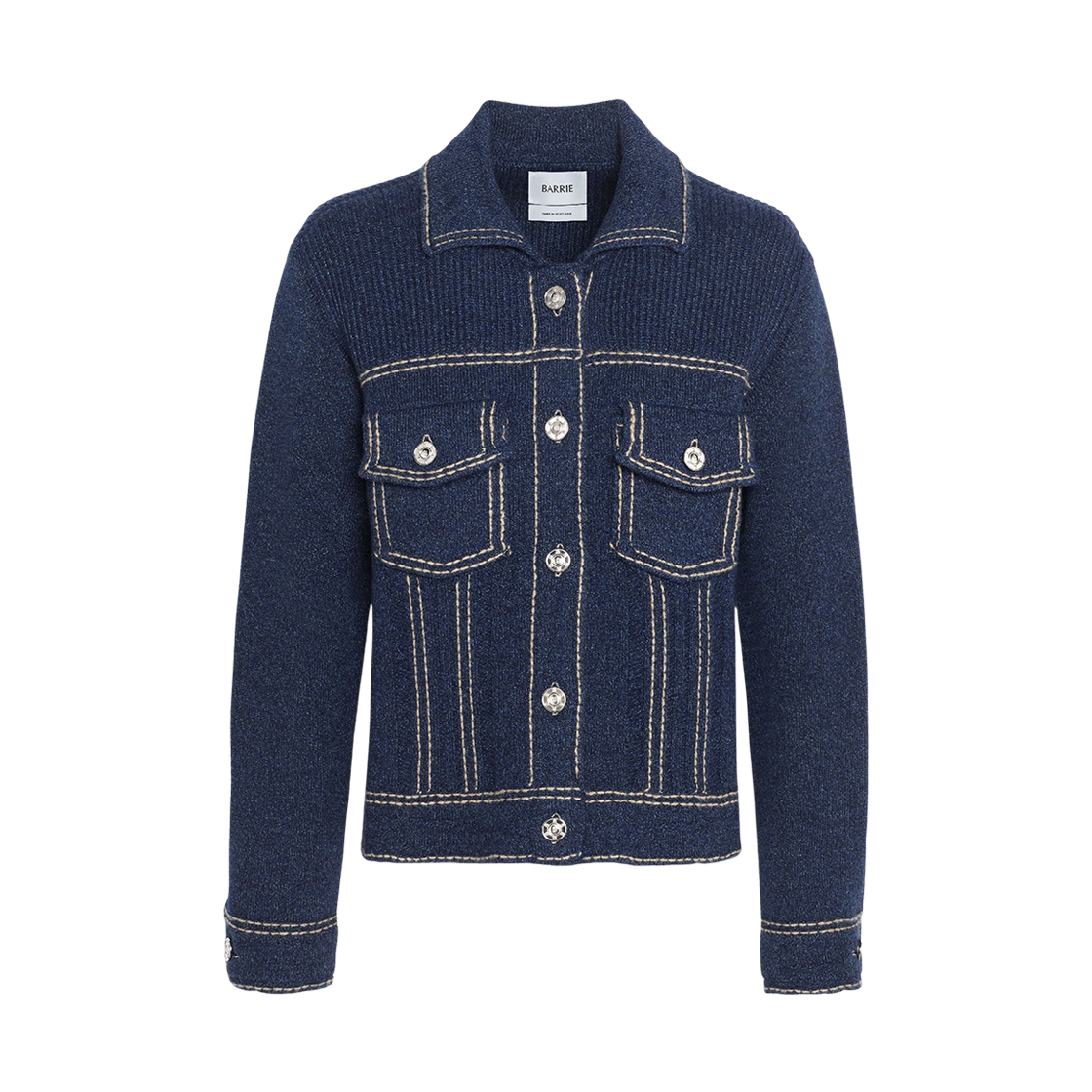 (W) 배리 캐시미어 피티드 데님 자켓 네이비((W) Barrie Cashmere Fitted Denim Jacket Navy)