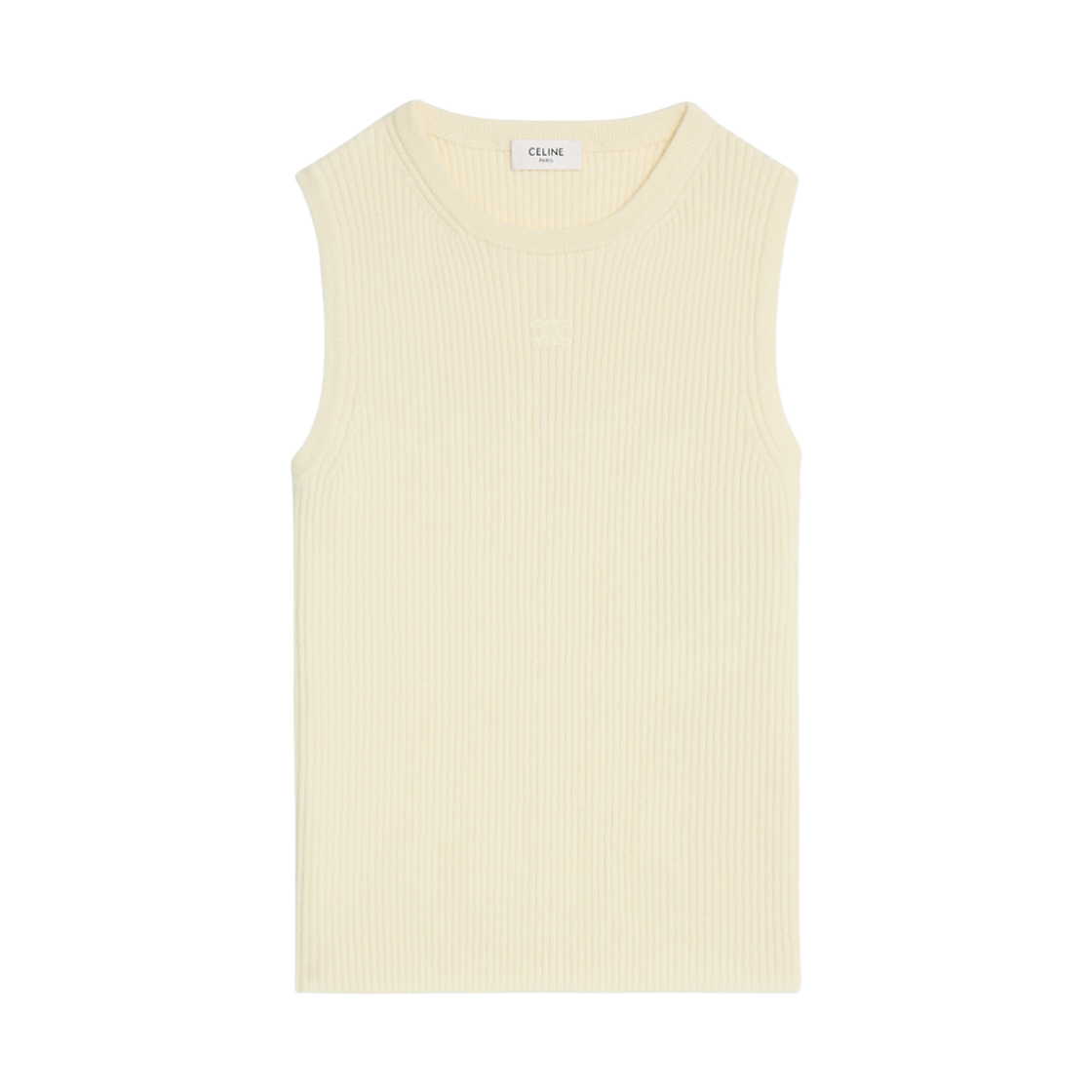 RX03C861Z-01OW (W) Celine Sleeveless Top in Striped Wool Off White