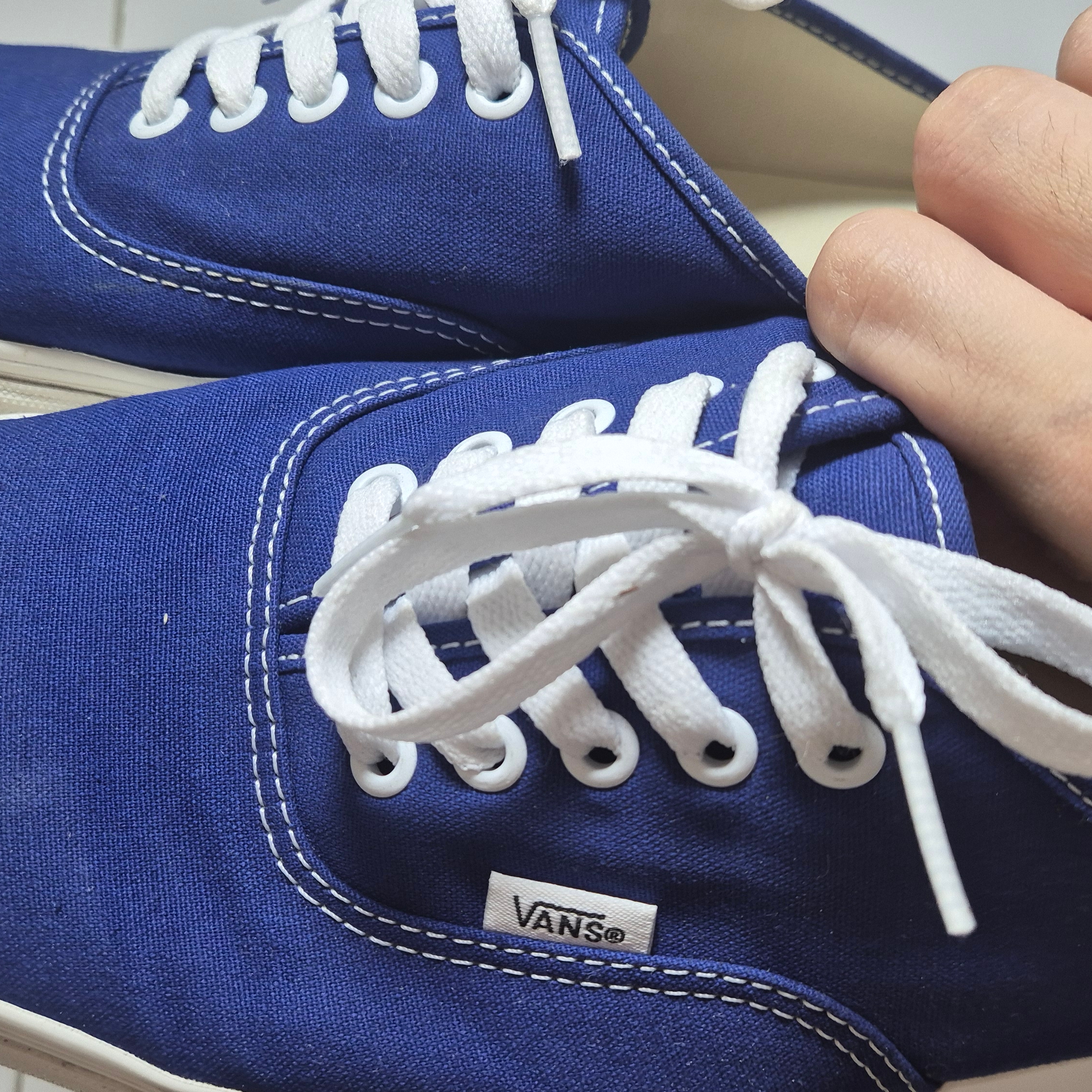 Vans Canvas Authentic Mule Blue 착용 스타일