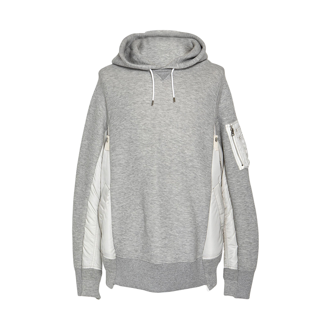 SCM-220-381 Sacai Sponge Sweat Nylon Twill Hoodie Light Grey