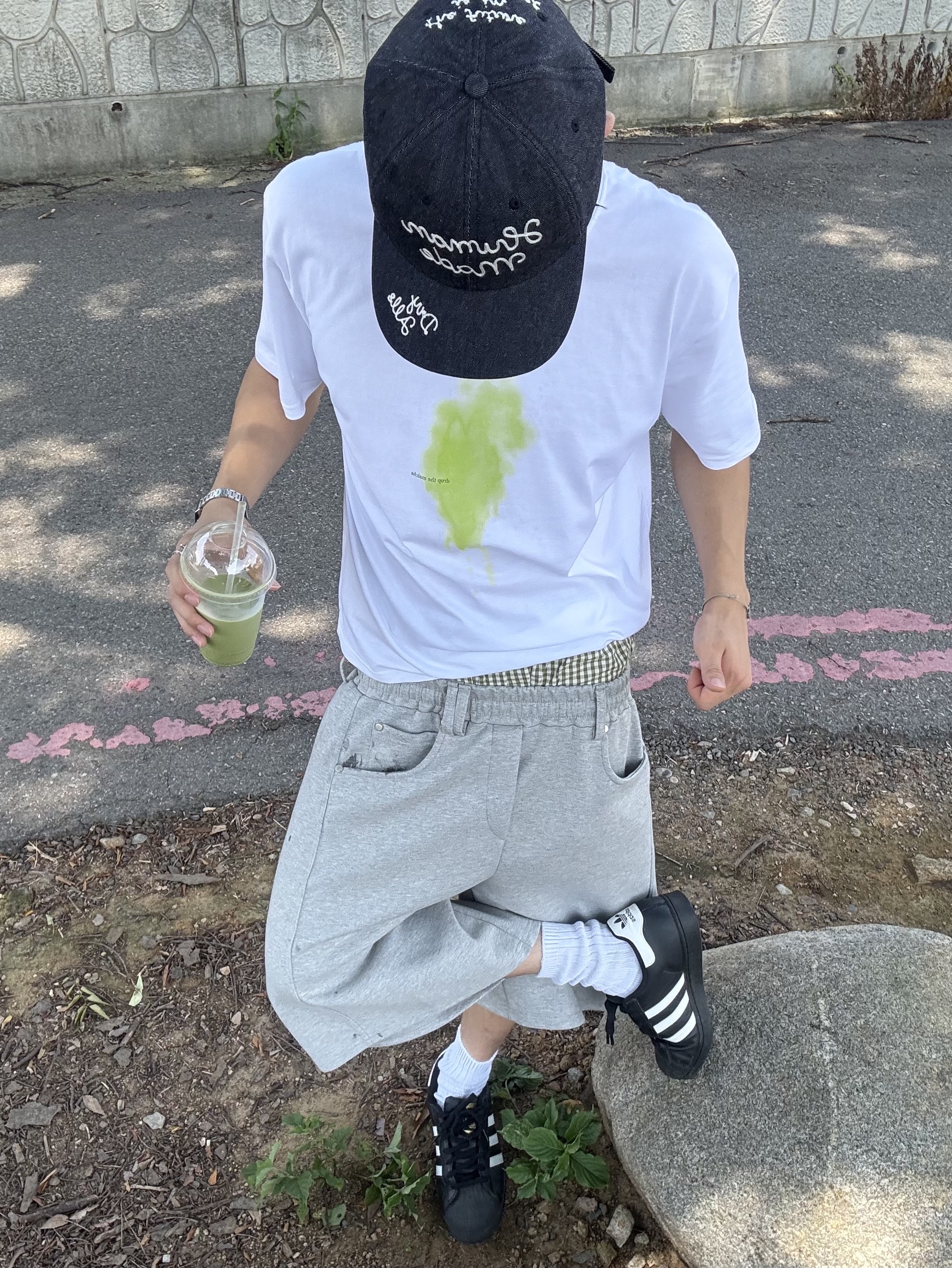 Human Made 6 Panel Denim Cap Indigo, Adidas Superstar Core Black White 착용 스타일 - 1