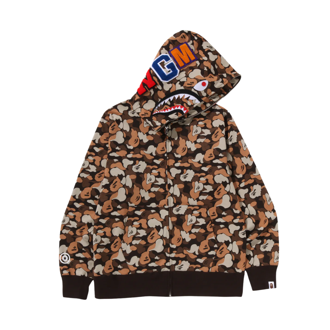베이프 씽크 1주년 샤크 풀 집 후드 브라운 - 베이프 씽크 스토어 한정(BAPE Think 1st Anniversary Shark Full Zip Hoodie Brown - BAPE Think Store Exclusive) - 1