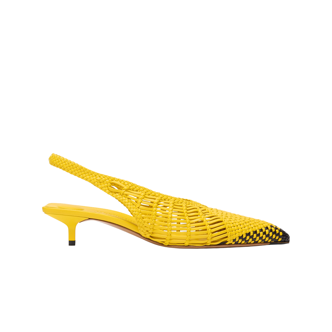 241FO138-4357-250 (W) Jacquemus Cubisto Low Banane Woven Banana Sling Backs Yellow