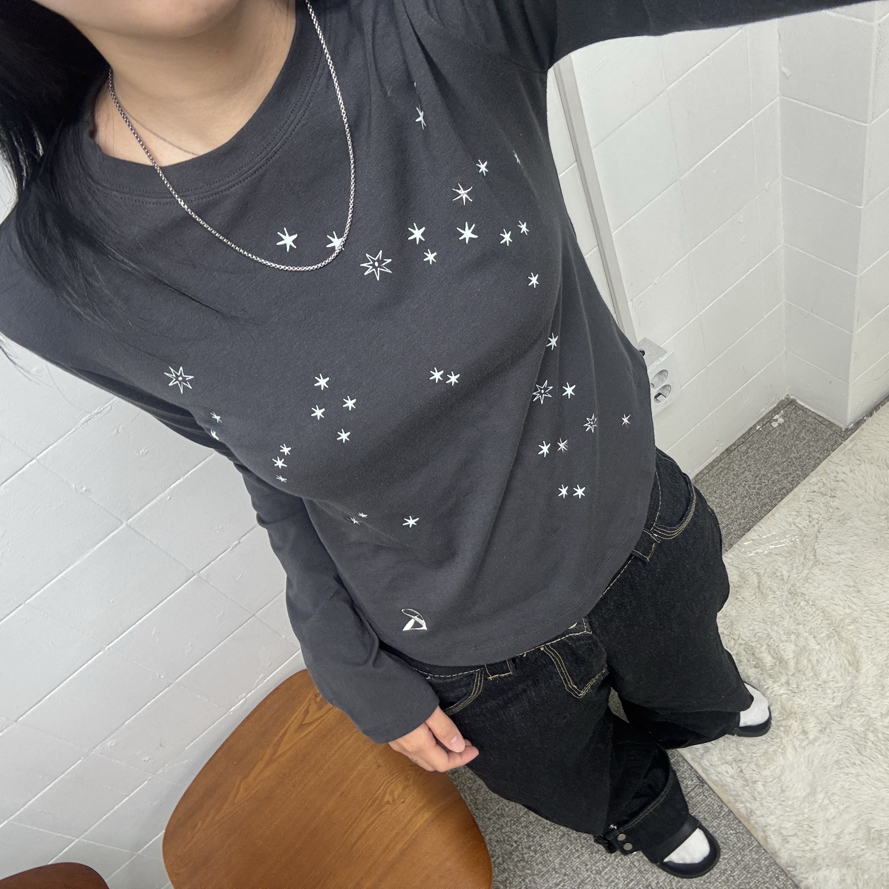 Riomeu Stellance Long Sleeve Charcoal, [KREAM 단독] Riomeu Snake Chain Necklace 2.5mm 착용 스타일 - 2