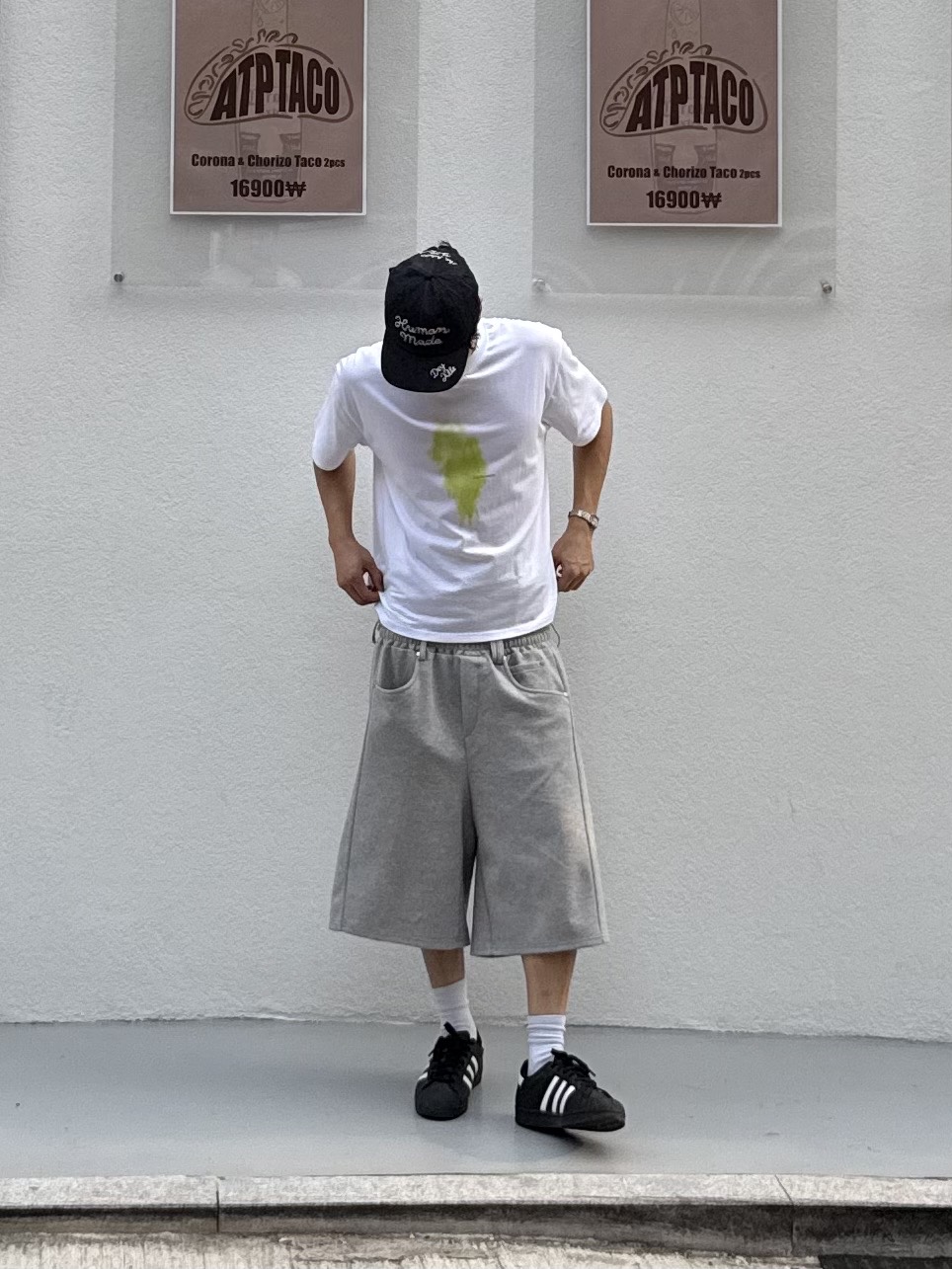 Human Made 6 Panel Denim Cap Indigo, Adidas Superstar Core Black White 착용 스타일 - 6