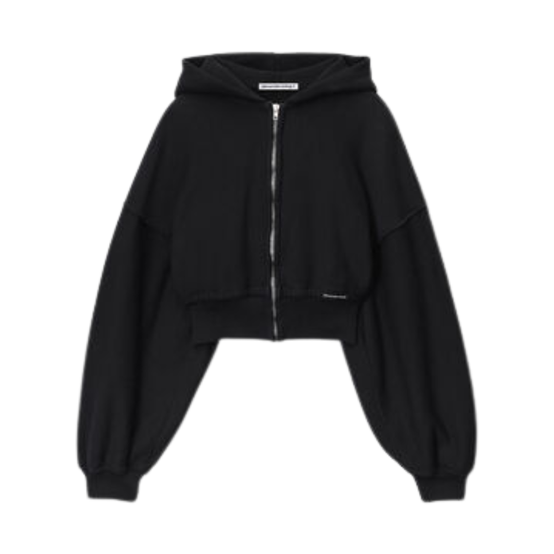 4CC1242077020A (W) Alexander Wang Cotton Cropped Zip up Hoodie Black