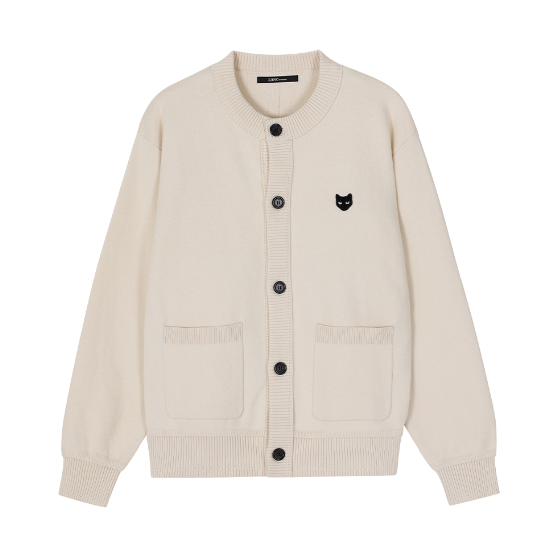 송지오 지제로 캐시미어 블렌드 라운드넥 가디건 아이보리