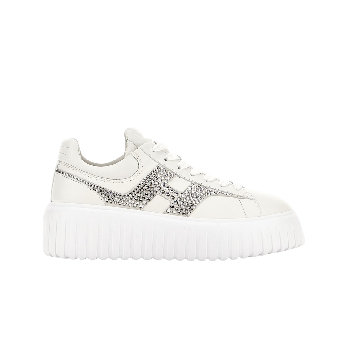 (W) 호간 H-스트라이프 스니커즈 화이트 실버((W) Hogan H-Stripes Sneakers White Silver)