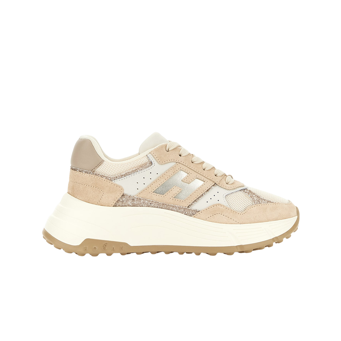 (W) 호간 하이파이 스니커즈 베이지 핑크((W) Hogan Hi-Fi Sneakers Beige Pink)