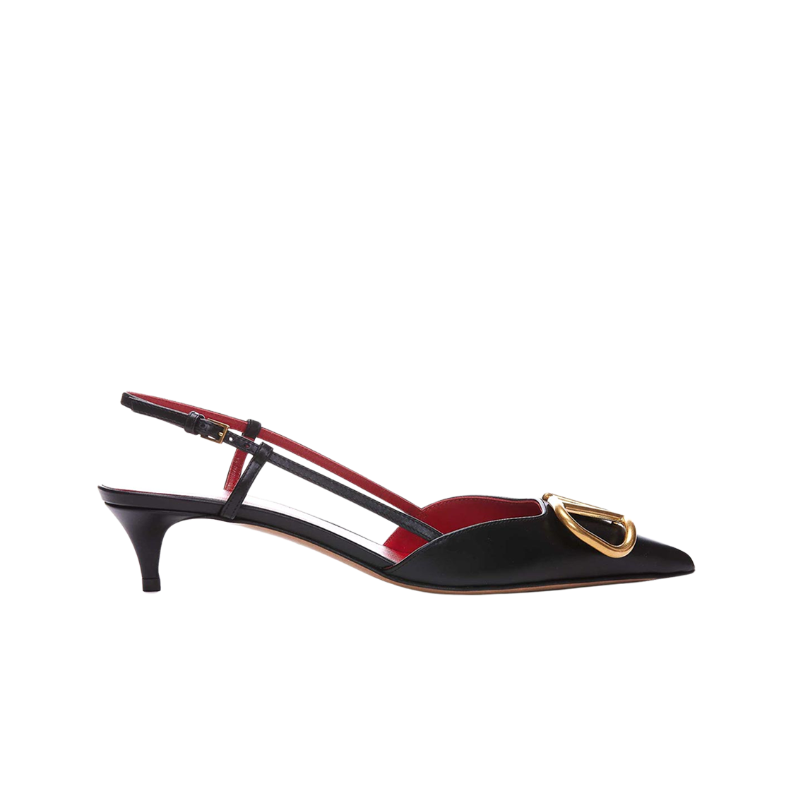(W) 발렌티노 레더 슬링백 힐 블랙((W) Valentino Leather Slingback Heel Black)