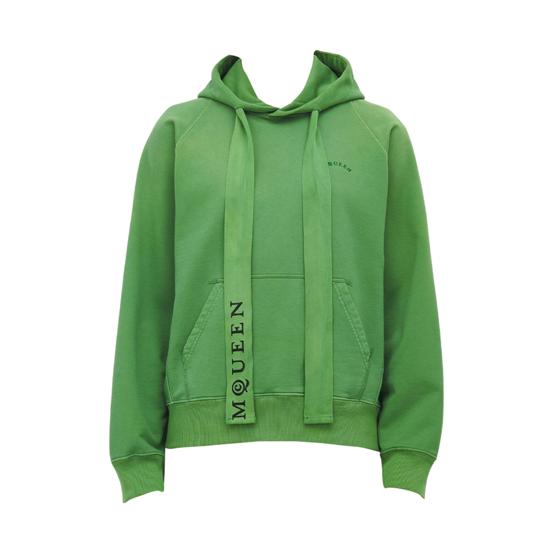 827062QXACE3059 Alexander McQueen Stonewashed Jersey Hooded Sweatshirt Dark Green