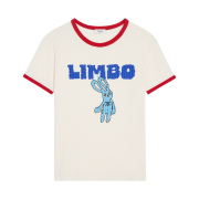 Celine Regular T-Shirt in Ribbed Cotton Jersey Cream Multicolor