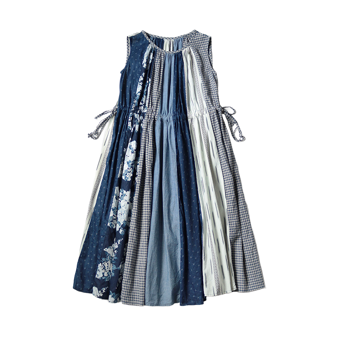 (W) 캐피탈 패치워크 칼로 드레스 인디고((W) Kapital Patchwork Kahlo Dress Indigo) - 1