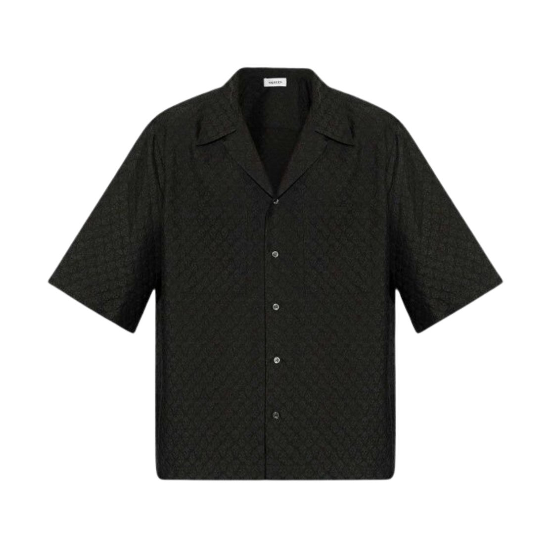 814693QRABU1010 Alexander McQueen Skull Jacquard Hawaiian Shirt Black