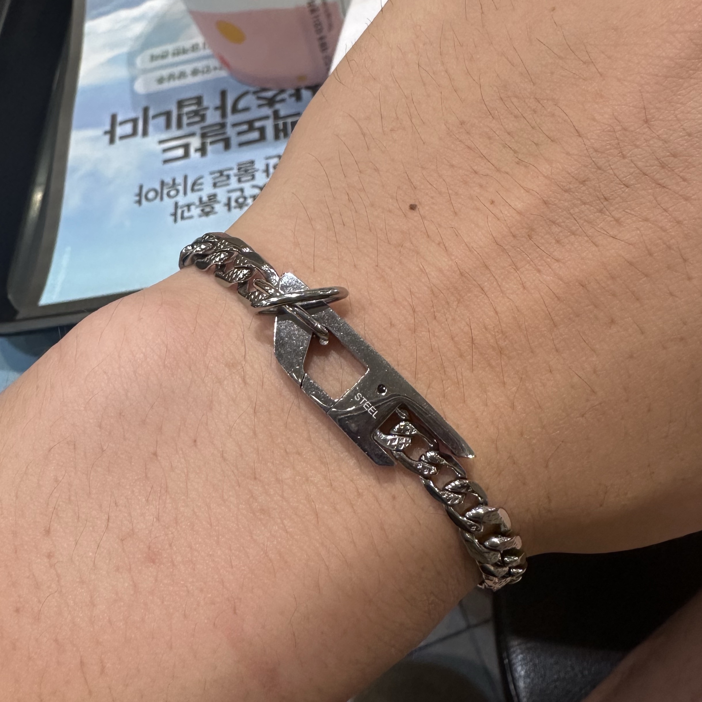 Diesel Dx1496 Stainless Steel Chain Bracelet Silver 착용 스타일