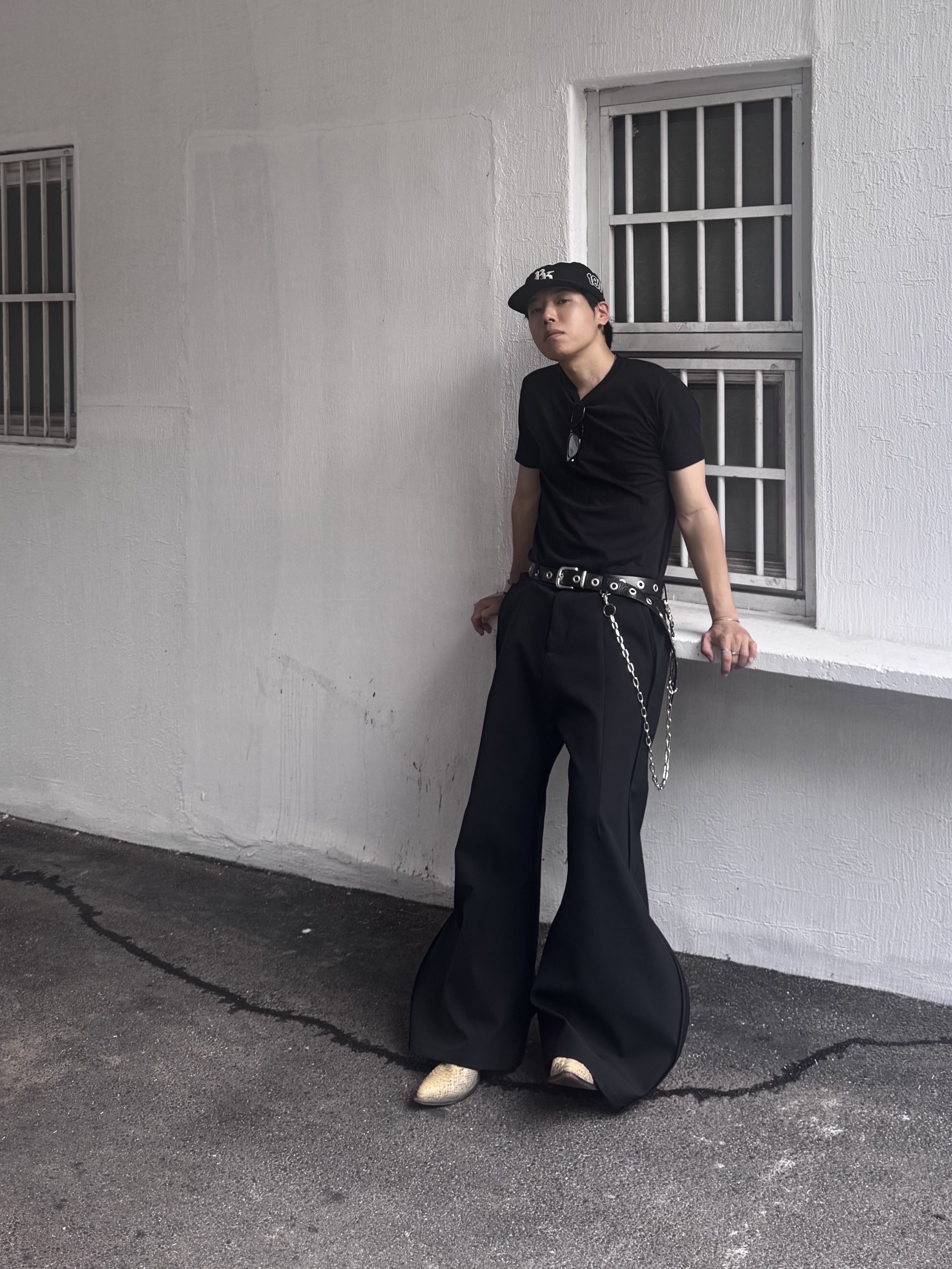 Gentle Monster x Maison Margiela MM007 Black Black, Nonnod Vacation Shirt Yellow Stipe 착용 스타일 - 1