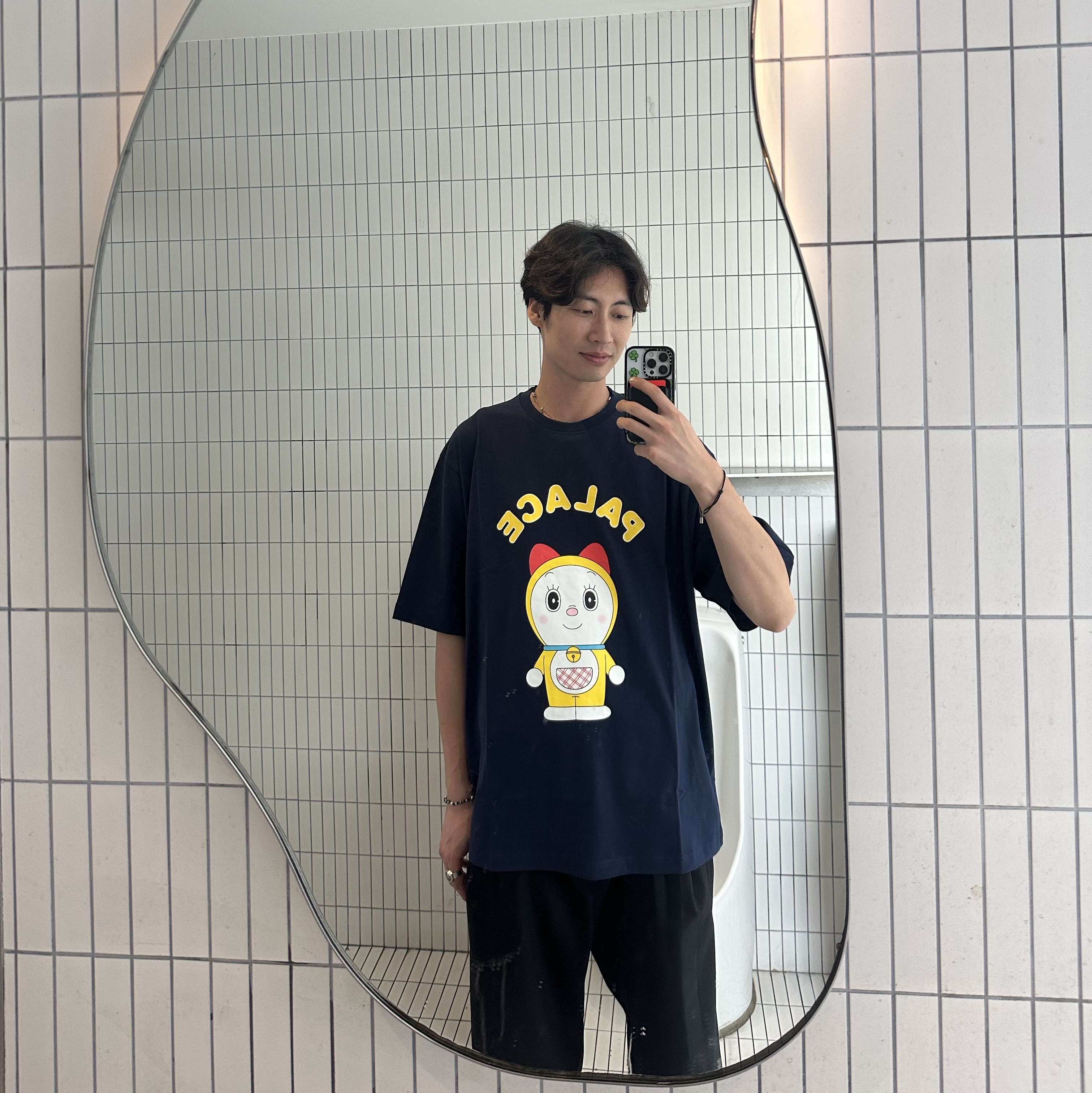 Palace x Doraemon T-Shirt Navy - 25FW 착용 스타일 - 1