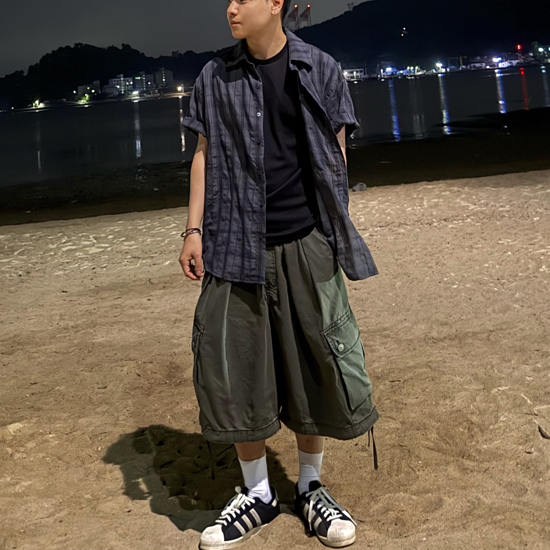 Adidas x Thug Club Superstar Vintage Core Black Cream White 착용 스타일
