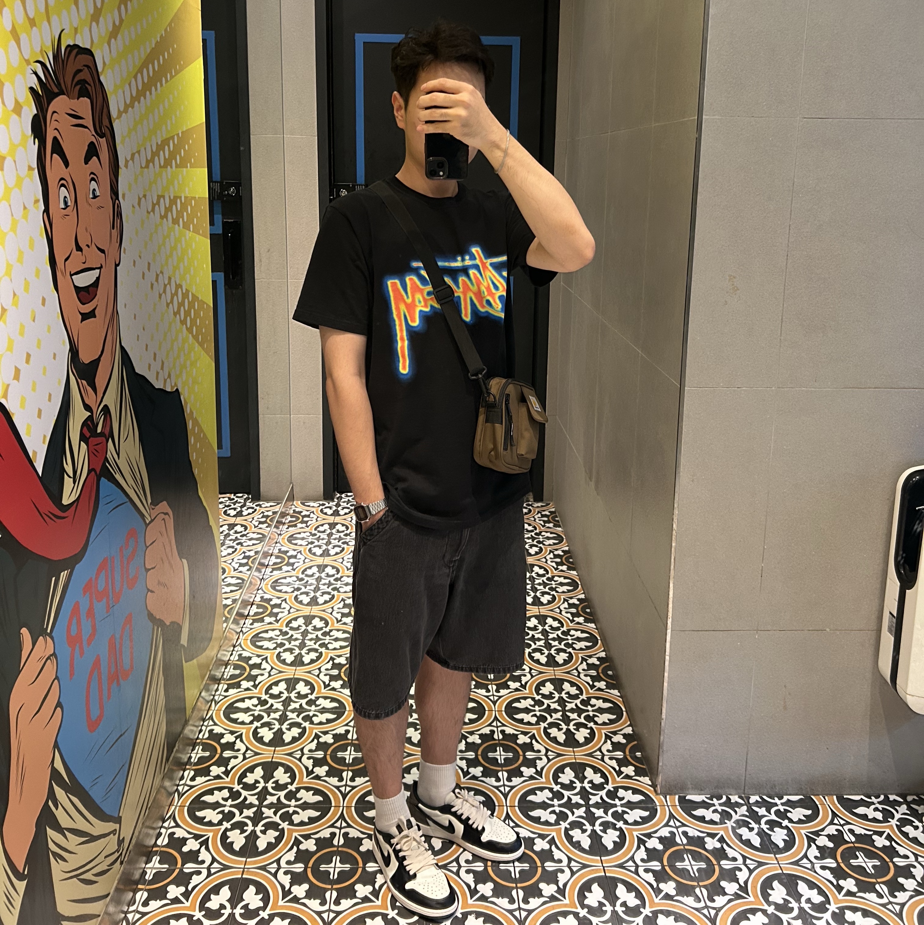 Stussy Thermal Stock T-Shirt Black, Jordan 1 Retro Low OG Mocha 착용 스타일