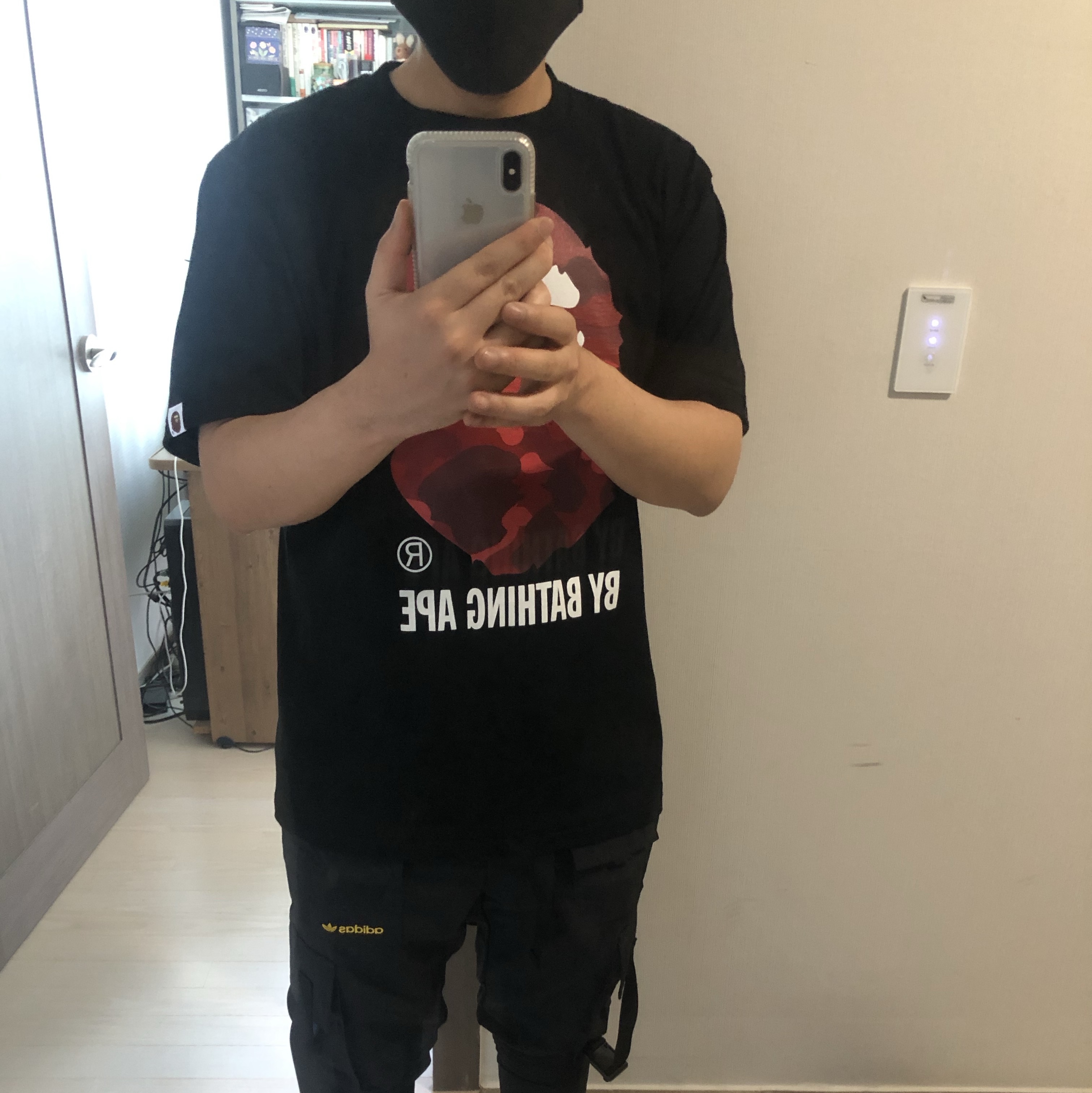 BAPE Color Camo By Bathing Ape T-Shirt Black Red 착용 스타일