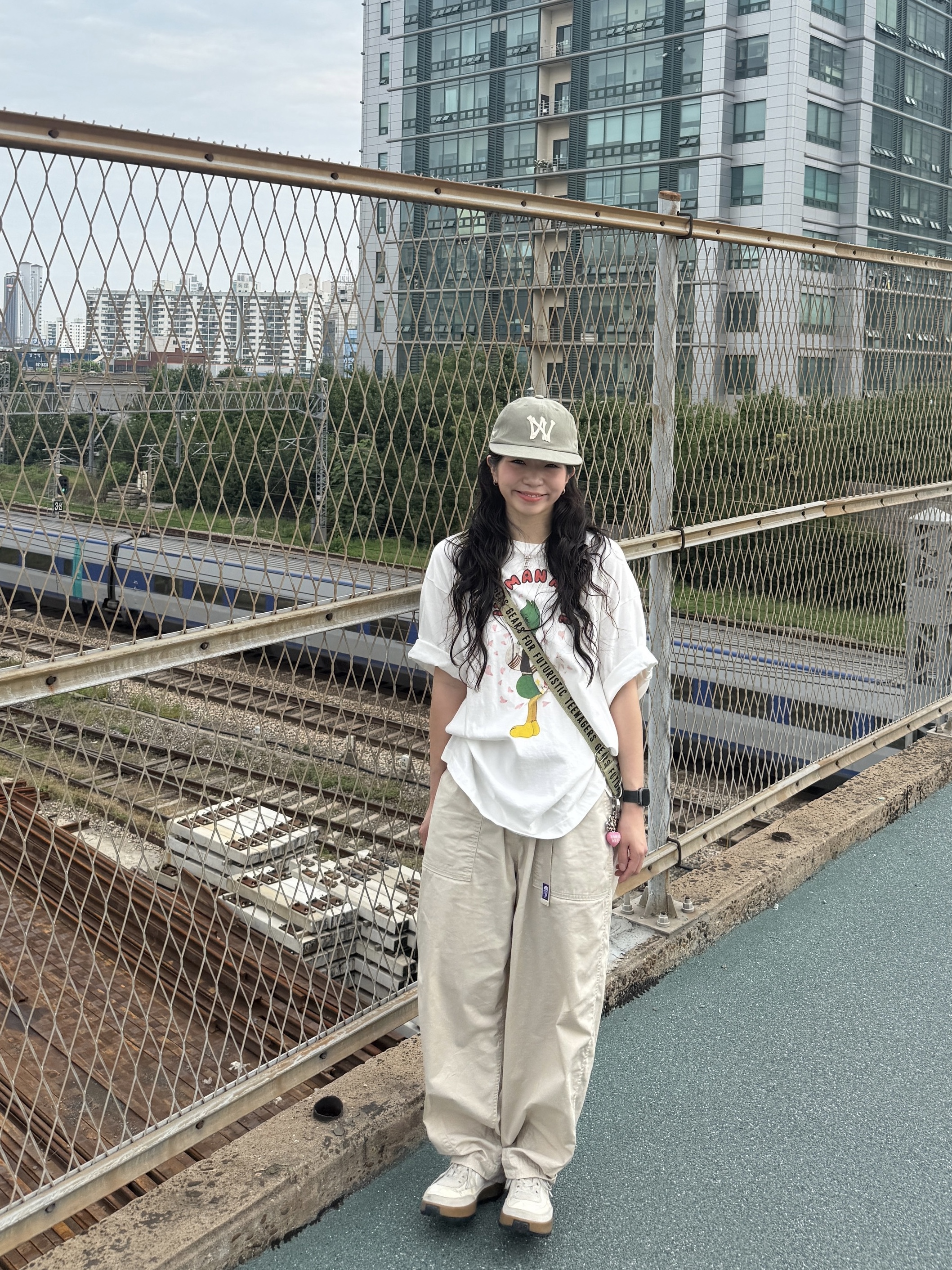 Aoiro 6-Panel Bone A/N Cap Olive, Human Made Keiko Sootome T-shirt #19 White 착용 스타일 - 1