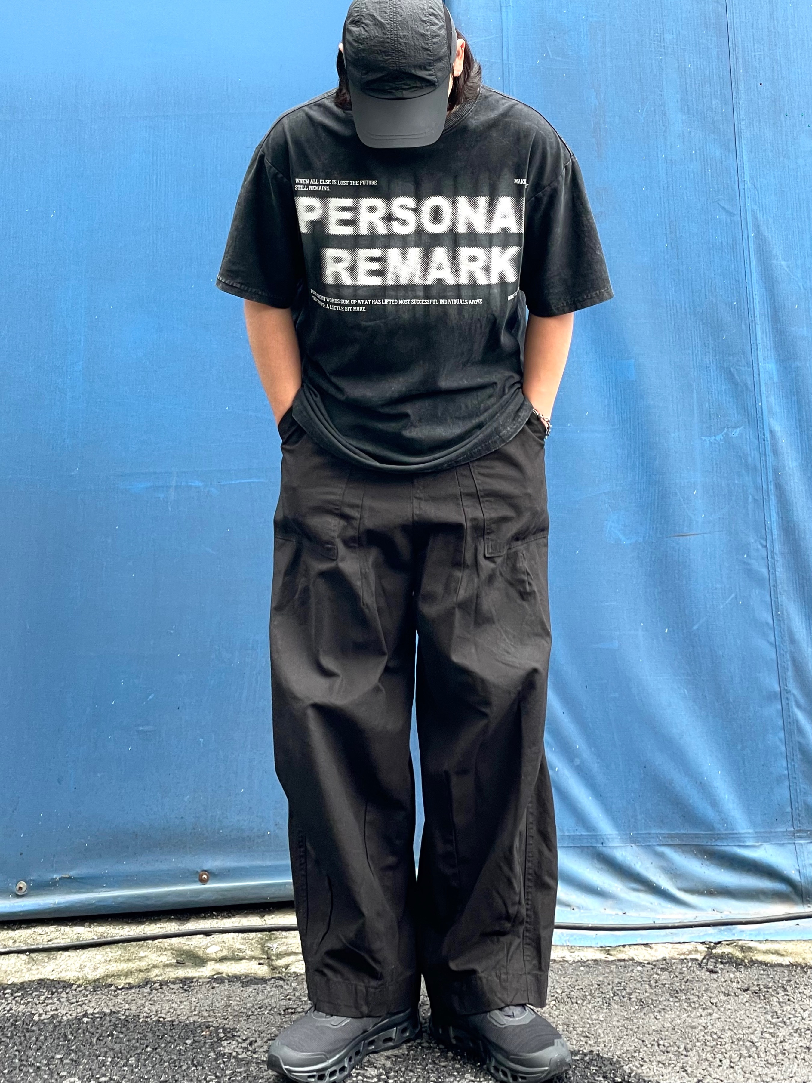On Running Cloudmonster Void Black, Sansan Gear Nylon Wing Cap Black - 22FW 착용 스타일 - 7