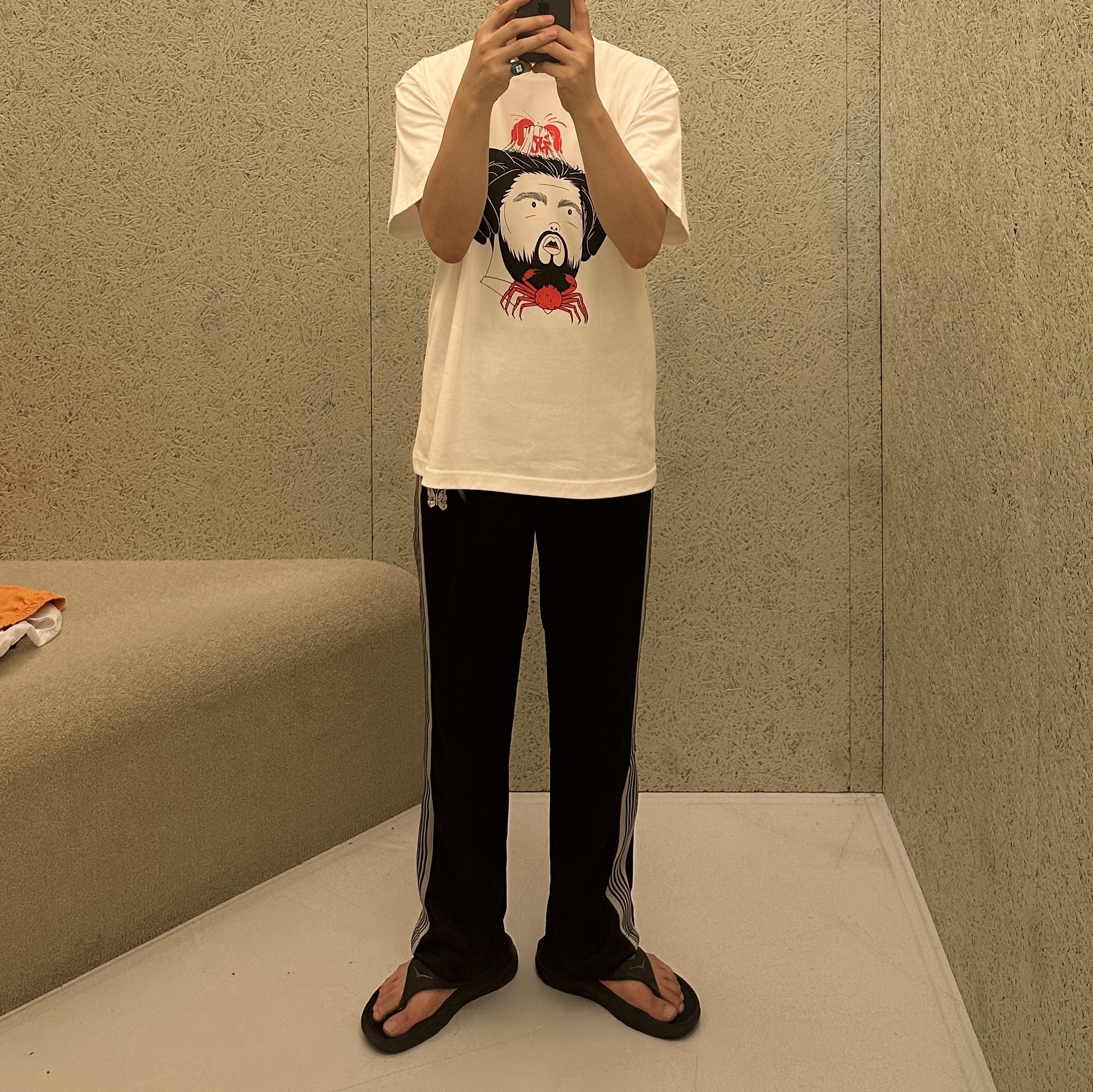 Needles x LHP Track Pants Poly Smooth Black White 착용 스타일