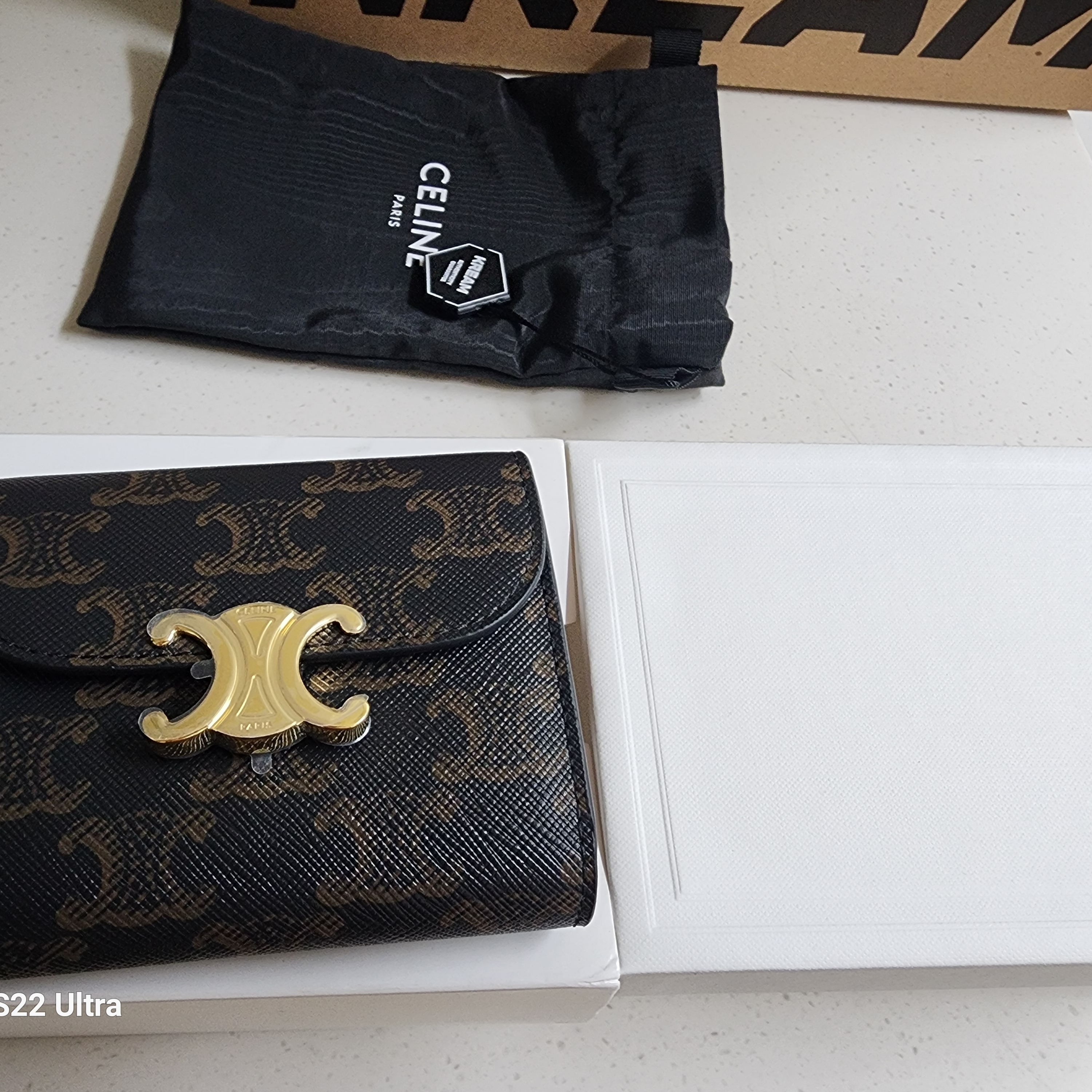 Celine Small Wallet Triomphe in Triomphe Canvas Tan 착용 스타일