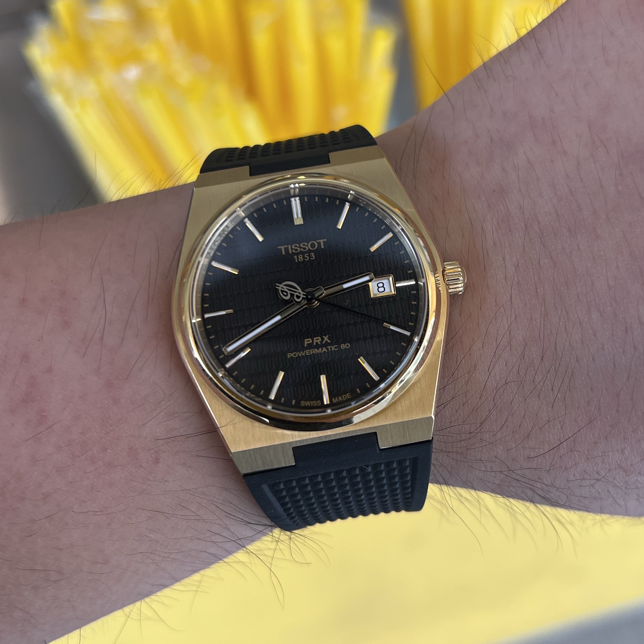 Tissot PRX Powermatic 80 40mm Damian Lillard Special Edition Gold 착용 스타일 - 2