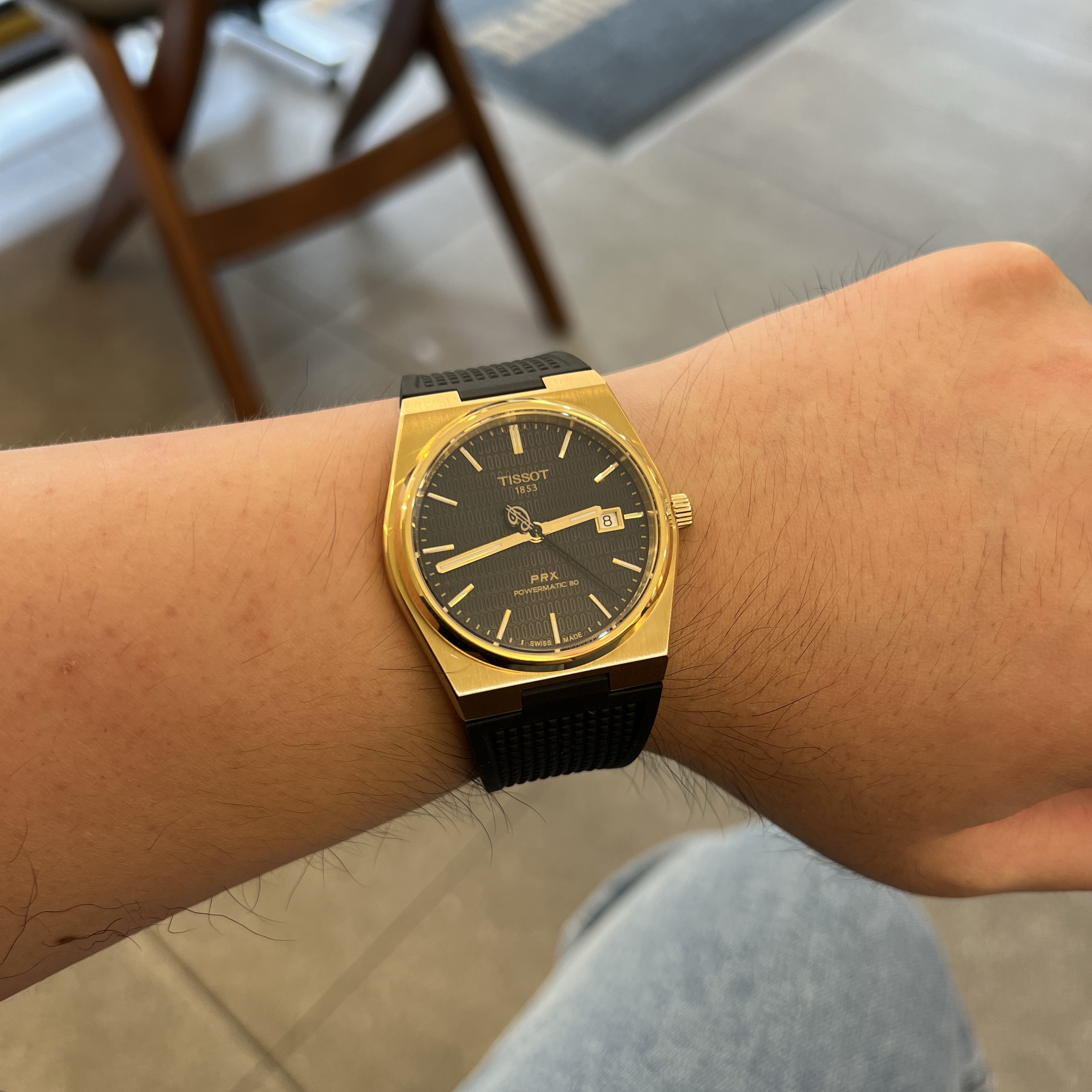Tissot PRX Powermatic 80 40mm Damian Lillard Special Edition Gold 착용 스타일 - 1