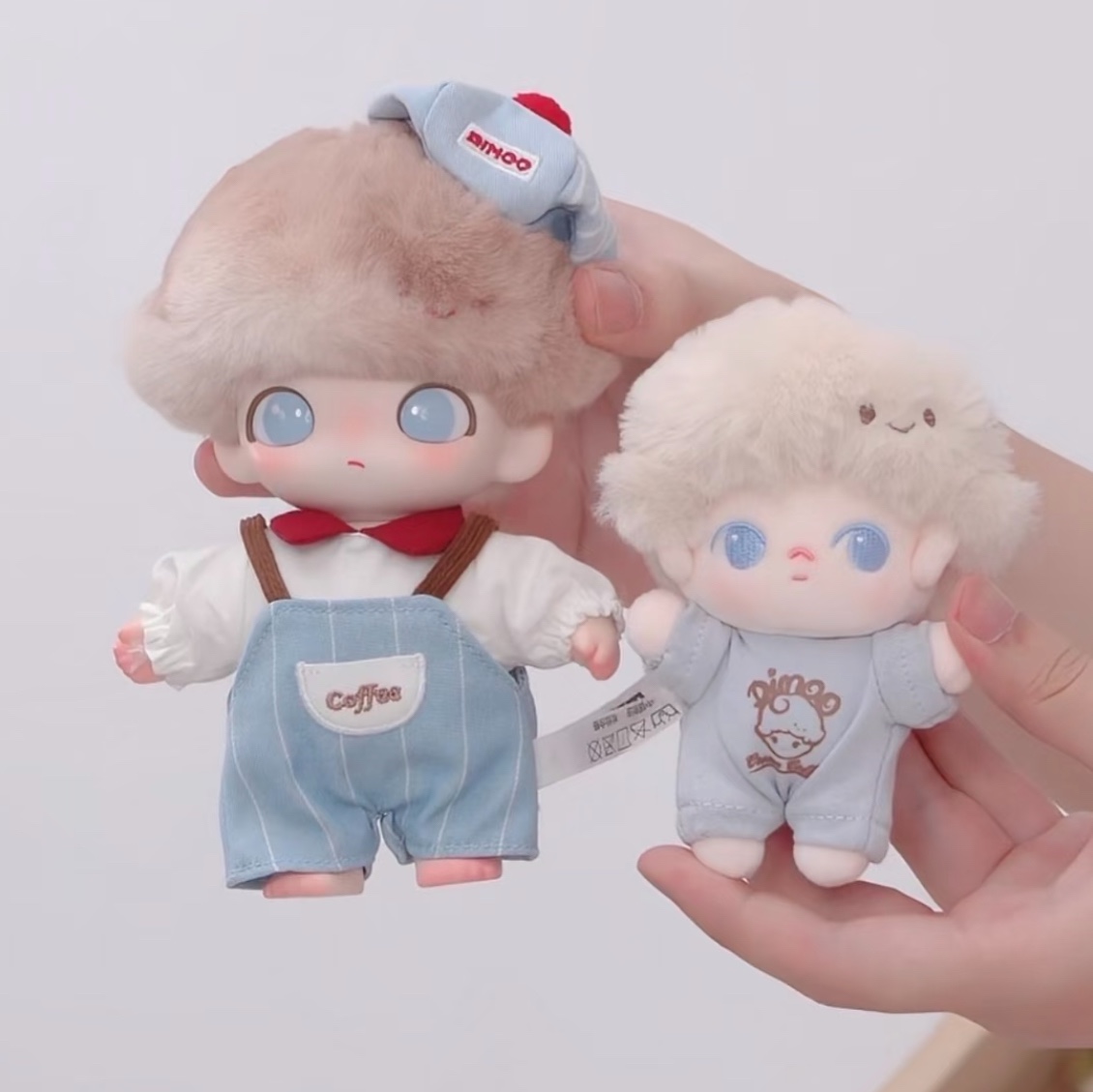 Pop Mart Dimoo Crush On Coffee Series Soft Faced Plush Keychain Sea Salt Cream Milk (Opened Case), Pop Mart Dimoo Crush On Coffee Series Vinyl Plush Blister Pack 착용 스타일