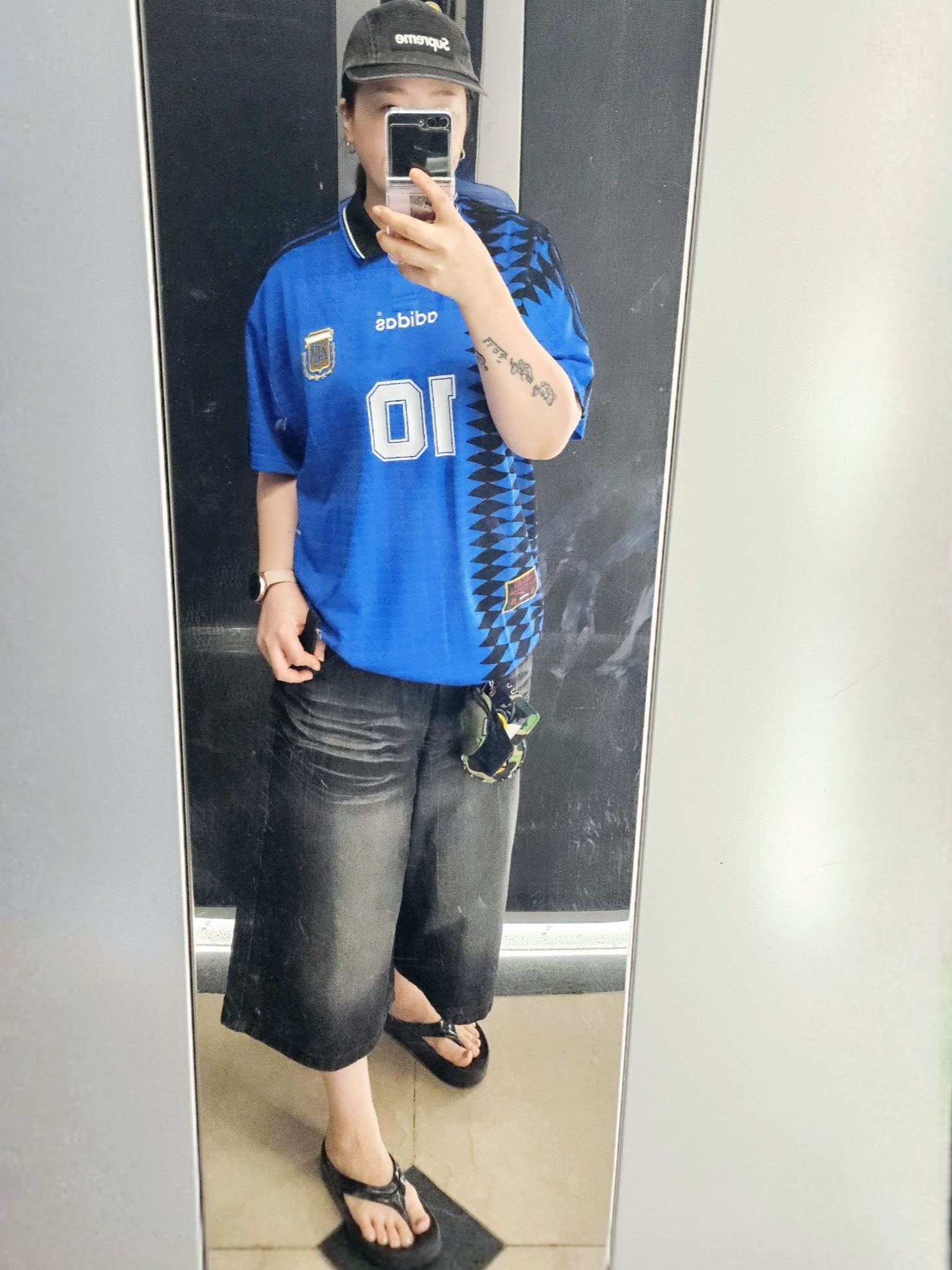 Adidas Argentina 1994 Away Jersey Blue - KR Sizing 착용 스타일