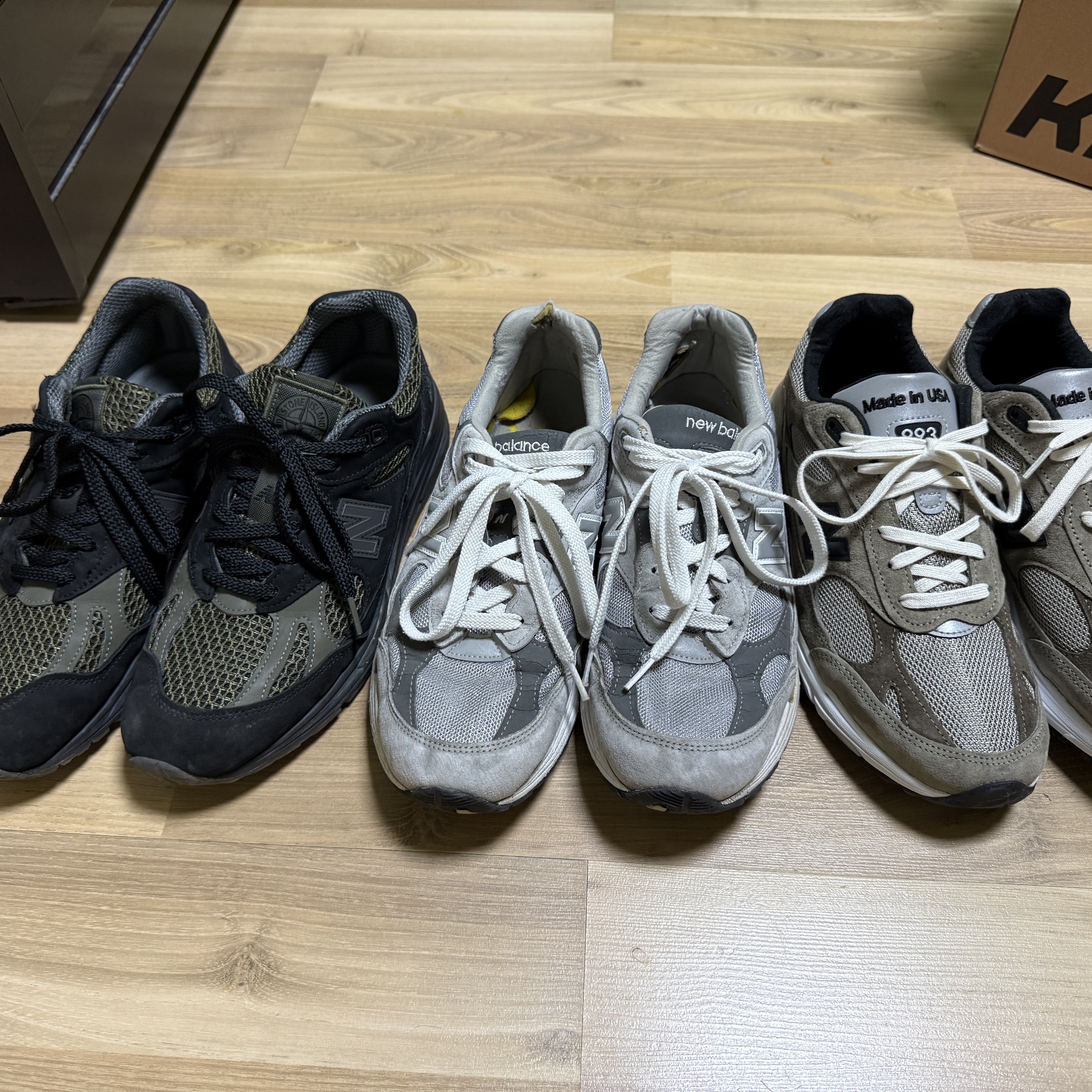New Balance x JJJJound 993 Made in USA Mushroom White, New Balance 992 Made in USA Grey - D Standard 착용 스타일 - 1