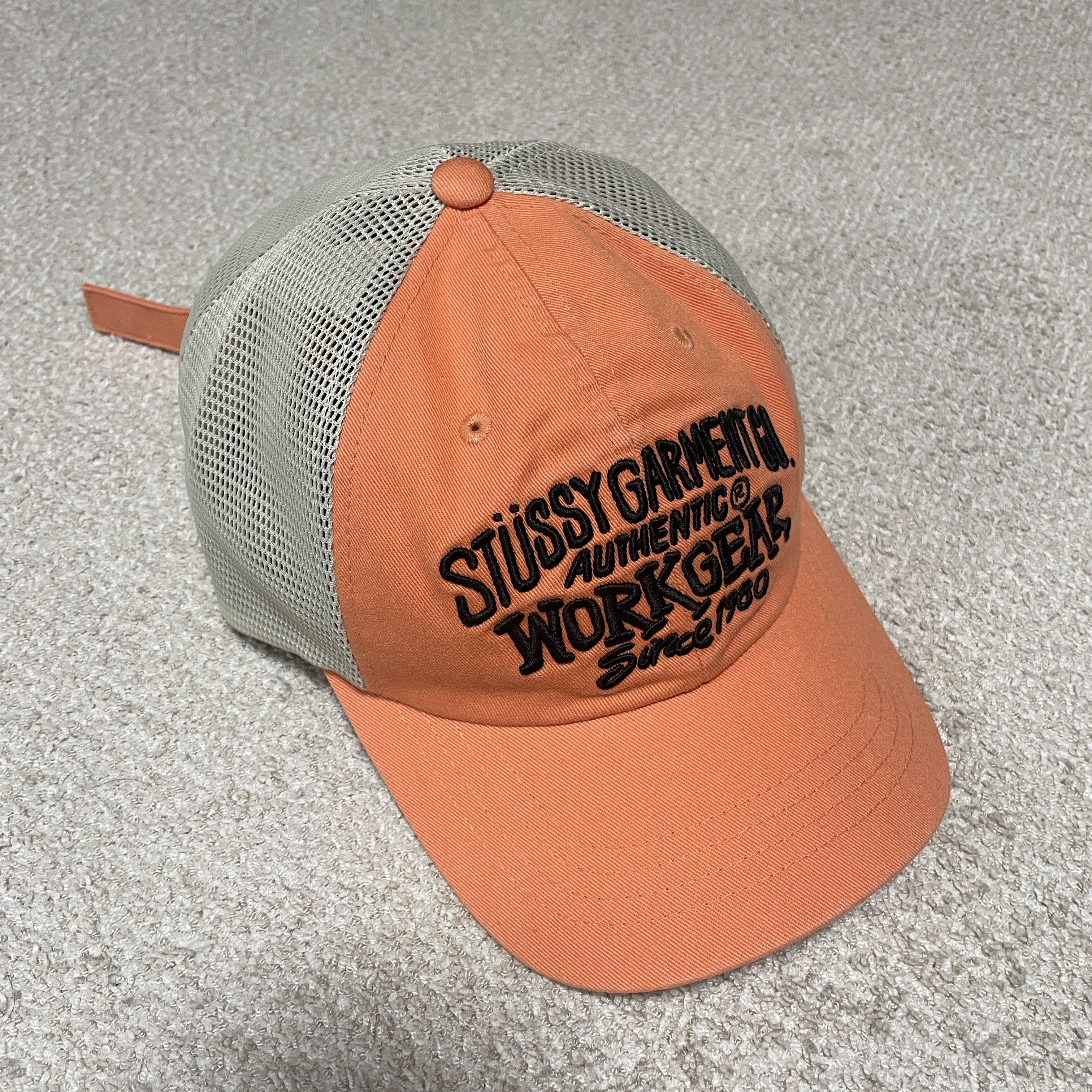 Stussy Low Profile Workgear Strapback Orange 착용 스타일