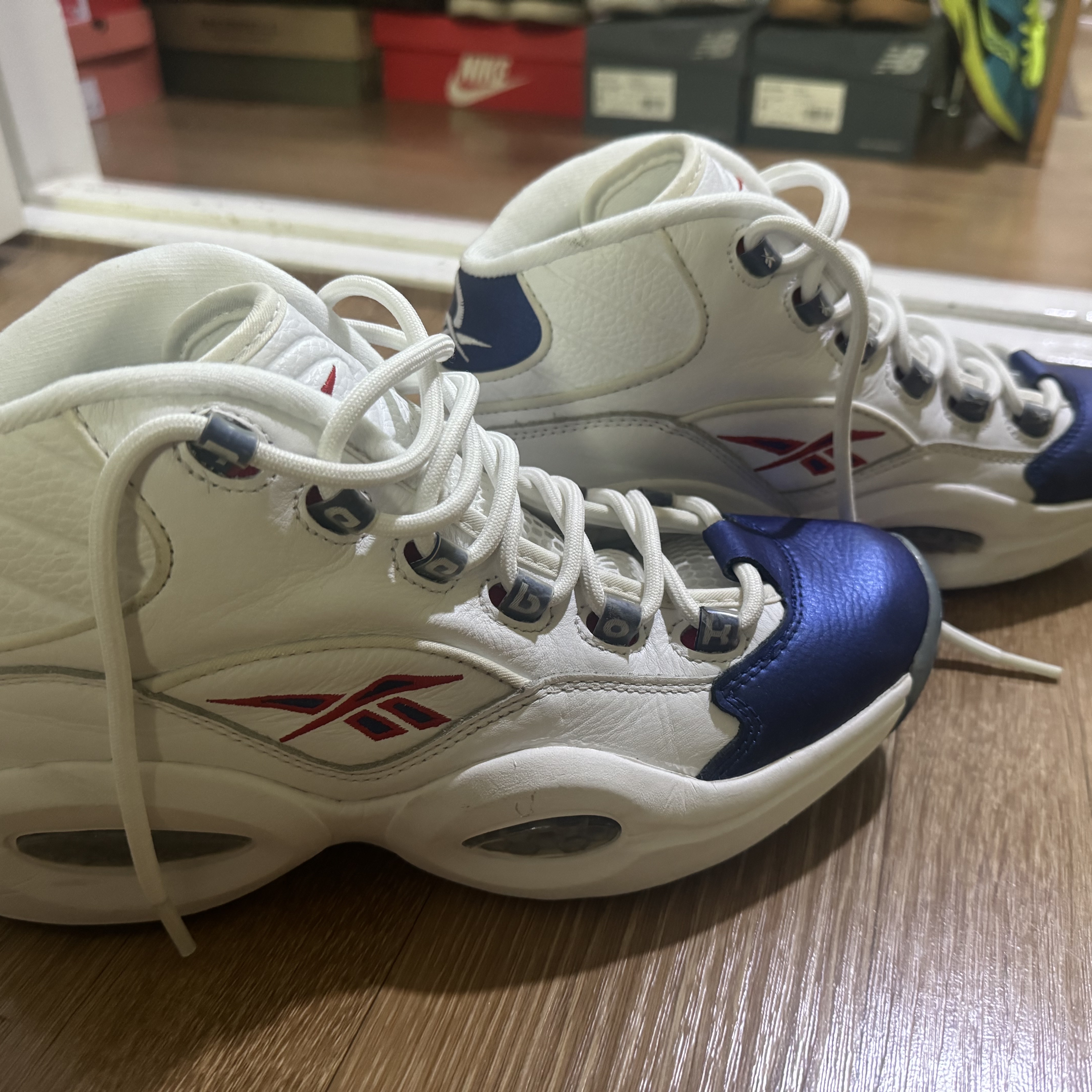 Reebok Question Mid Blue Toe 2022 착용 스타일 - 2