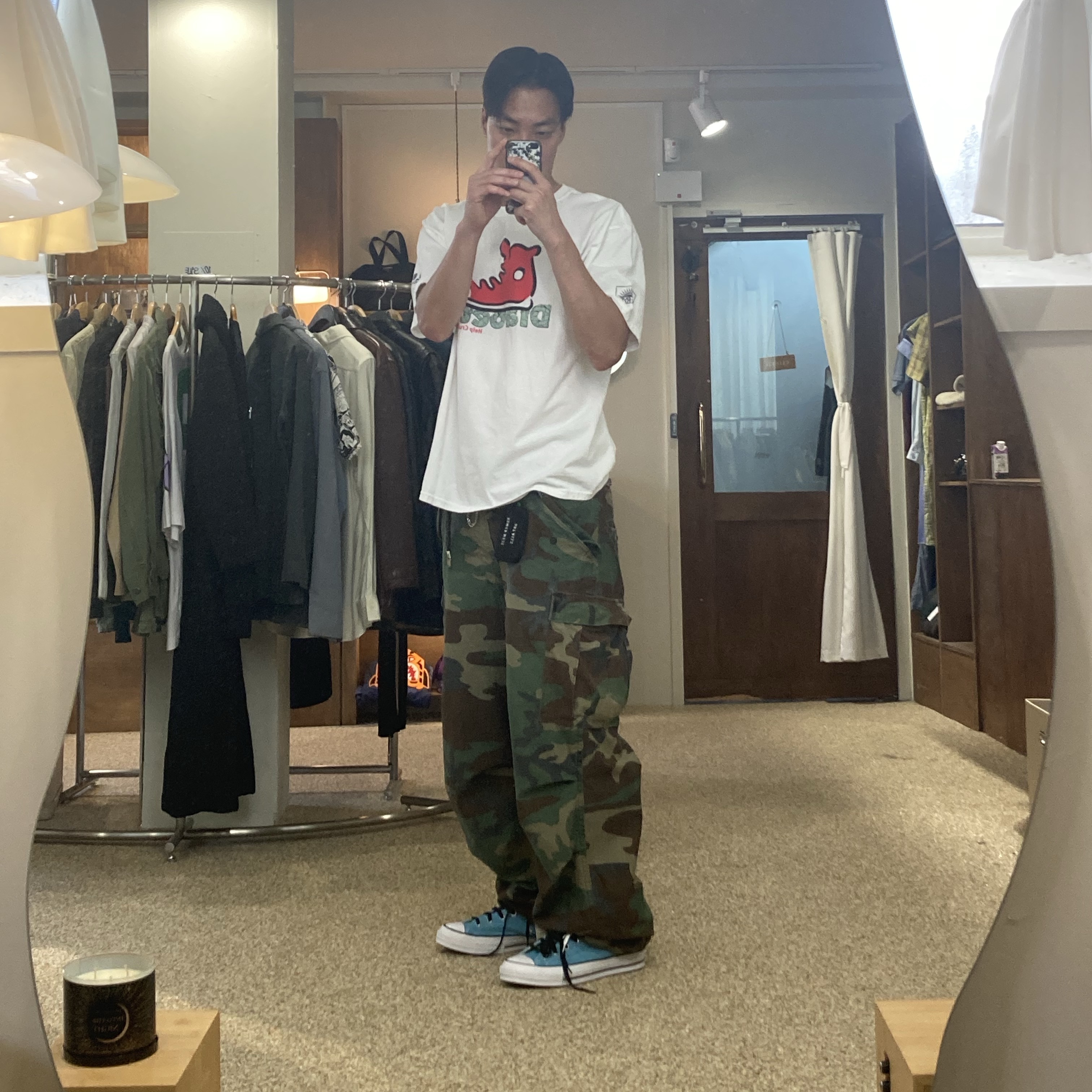 Converse x Stussy Chuck 70 Hi Sky Blue 착용 스타일 - 1