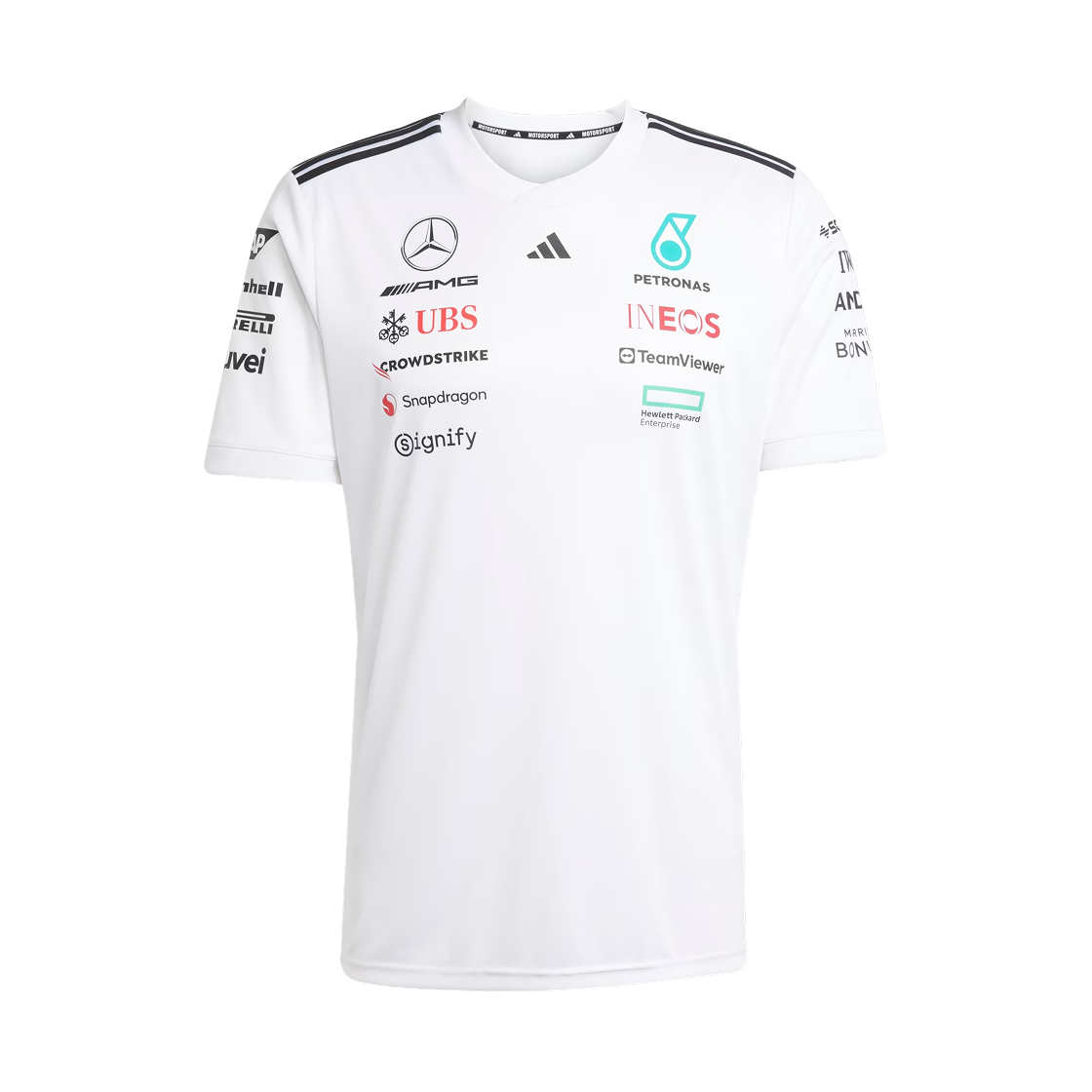 JX5798 Mercedes AMG Petronas x Adidas Formula One 2025 Team Driver Jersey White Black - US Sizing