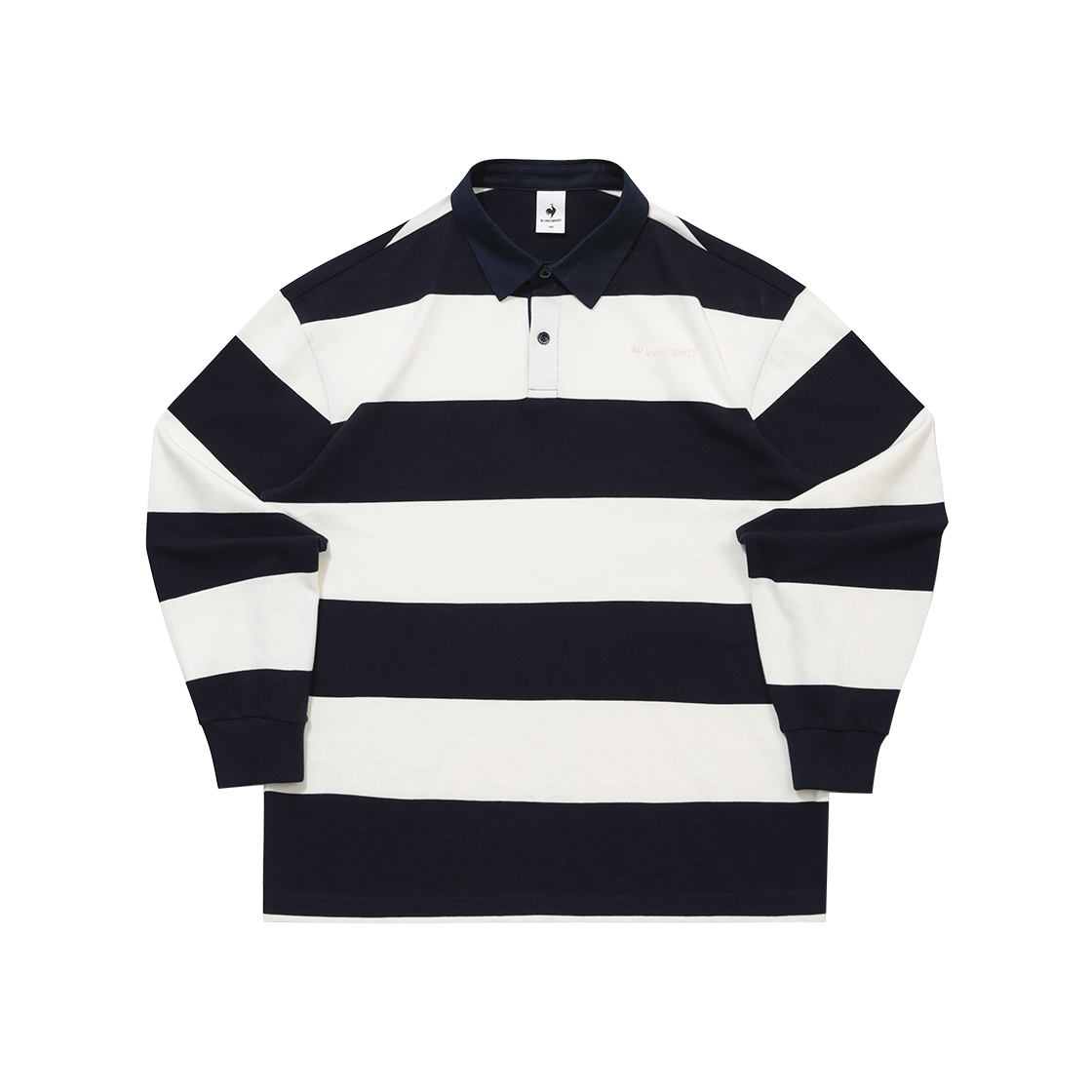 QQ323JRL81_DNV0 le coq sportif Online Exclusive Unisex Loose Stripe Long-Sleeve T-Shirt Dark Navy
