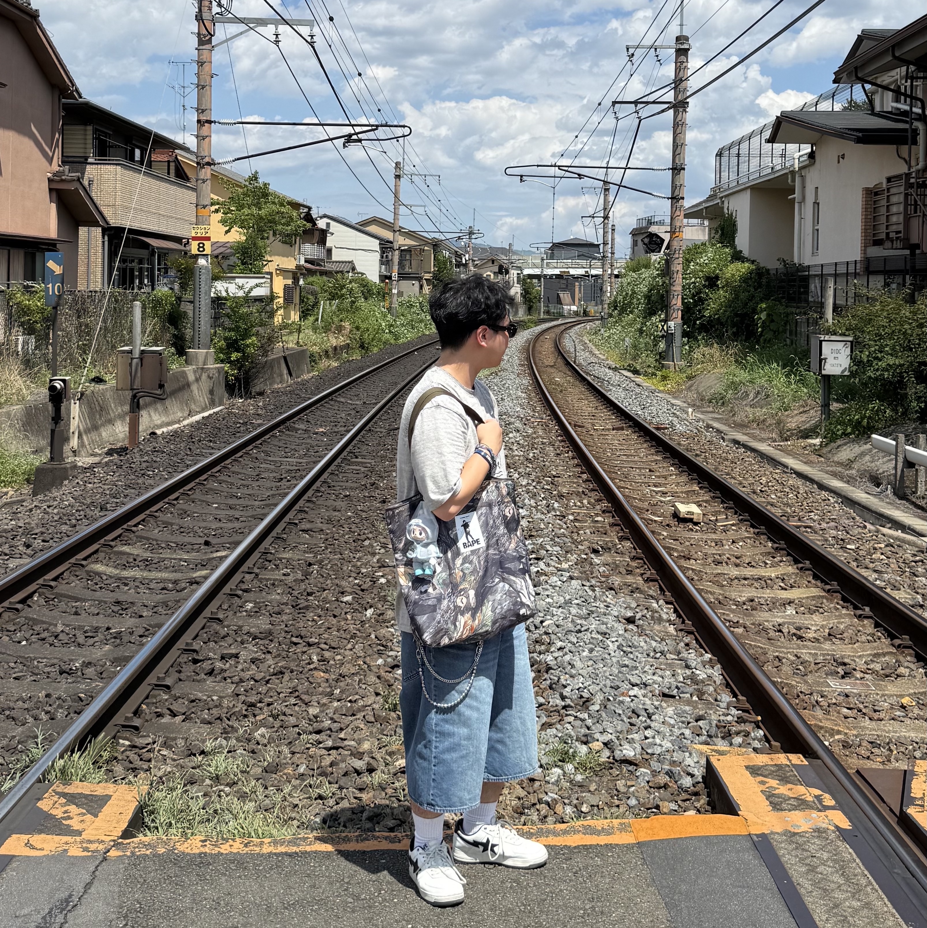 BAPE x JJJJound Bape Sta Low White Navy, Kapital Top Tenjiku Crew T-Shirt Tough Peckish Bowy Pt Gray 착용 스타일 - 2