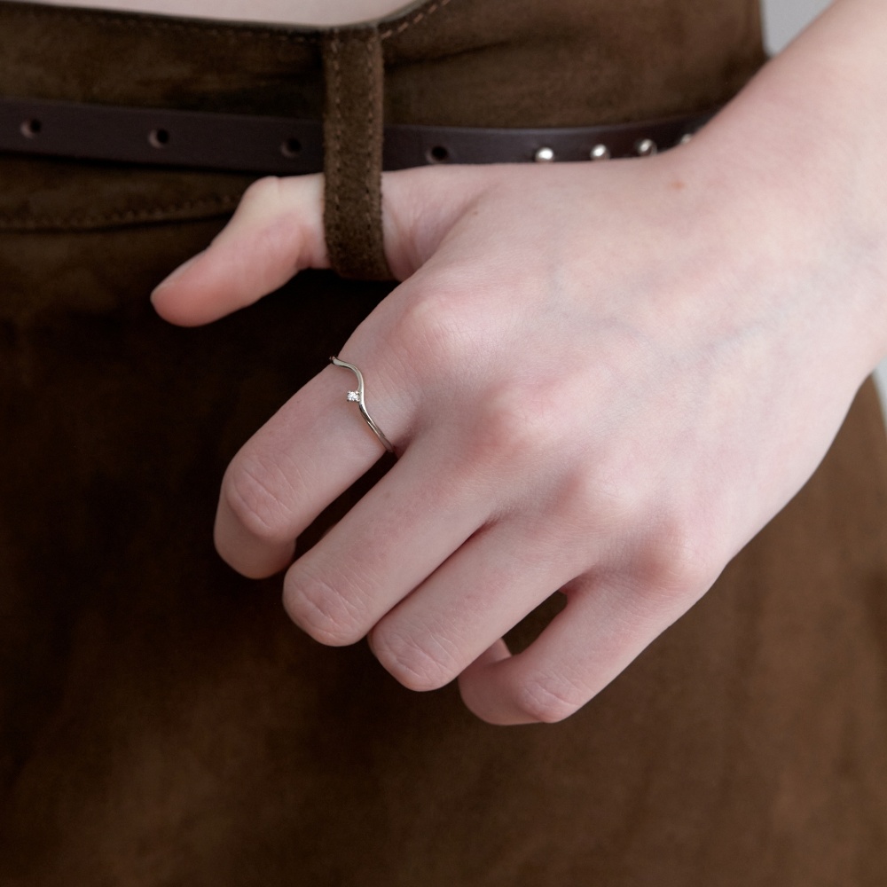 러브미몬스터 커브 큐빅 반지 실버(lovememonster Curve Cubic Ring  Silver) - 2