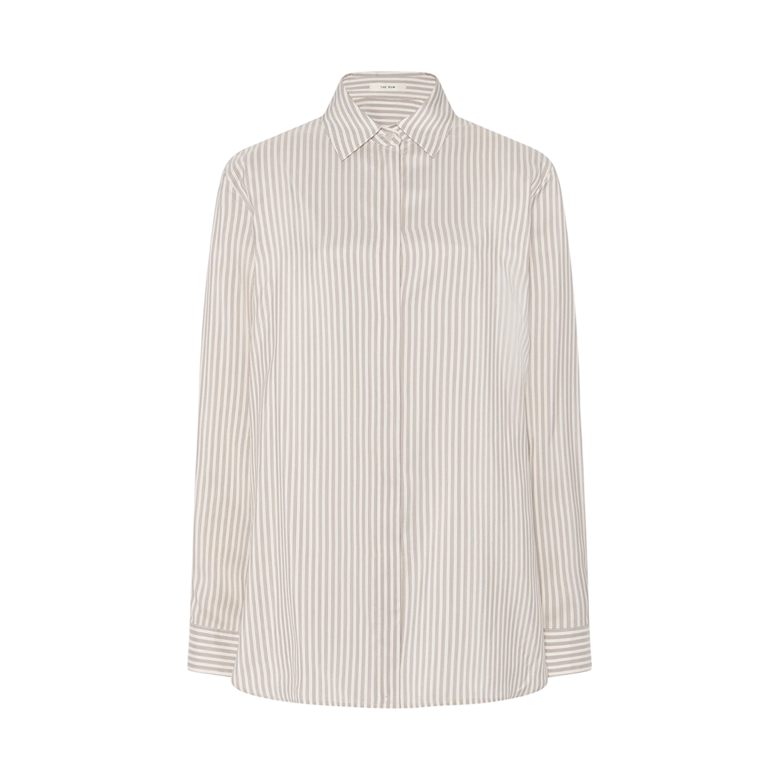 (W) 더 로우 반다 실크 셔츠 화이트 W 그레이((W) The Row Vanda Silk Shirt White W Grey)