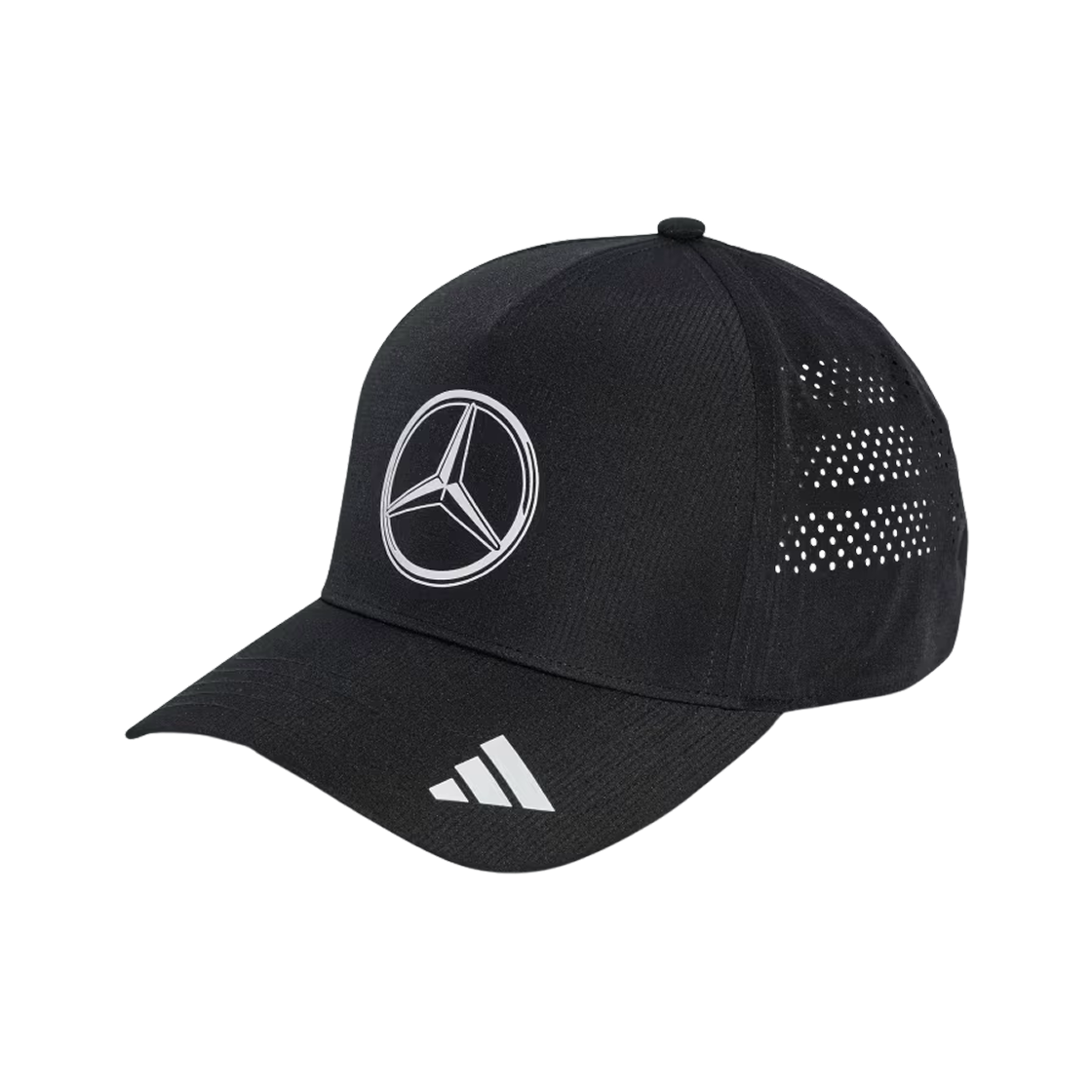 JX1419 Mercedes AMG Petronas x Adidas Formula One 2025 Team Mechanics Climacool Trucker Cap Black Reflective Silver